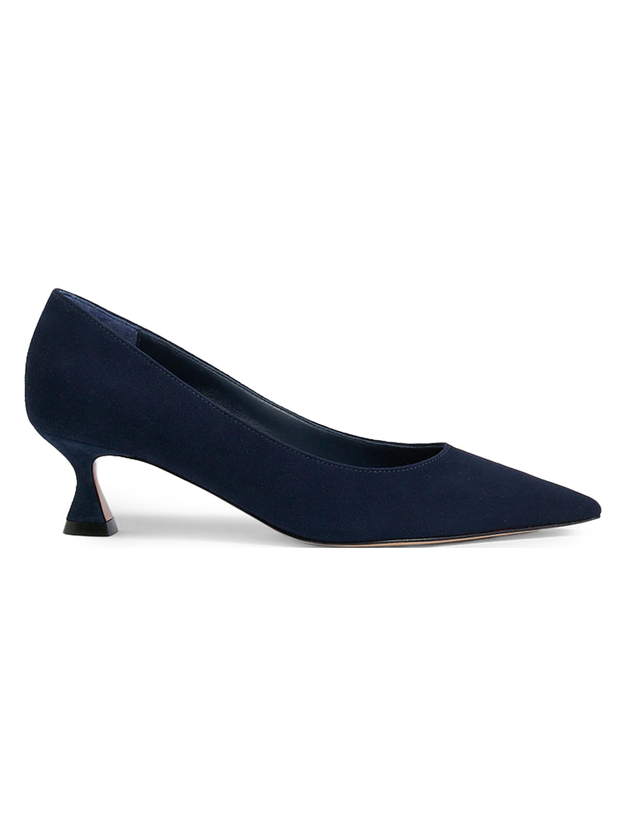 Marion Parke Women's Flared Kitten Heel Suede Pumps - Navy