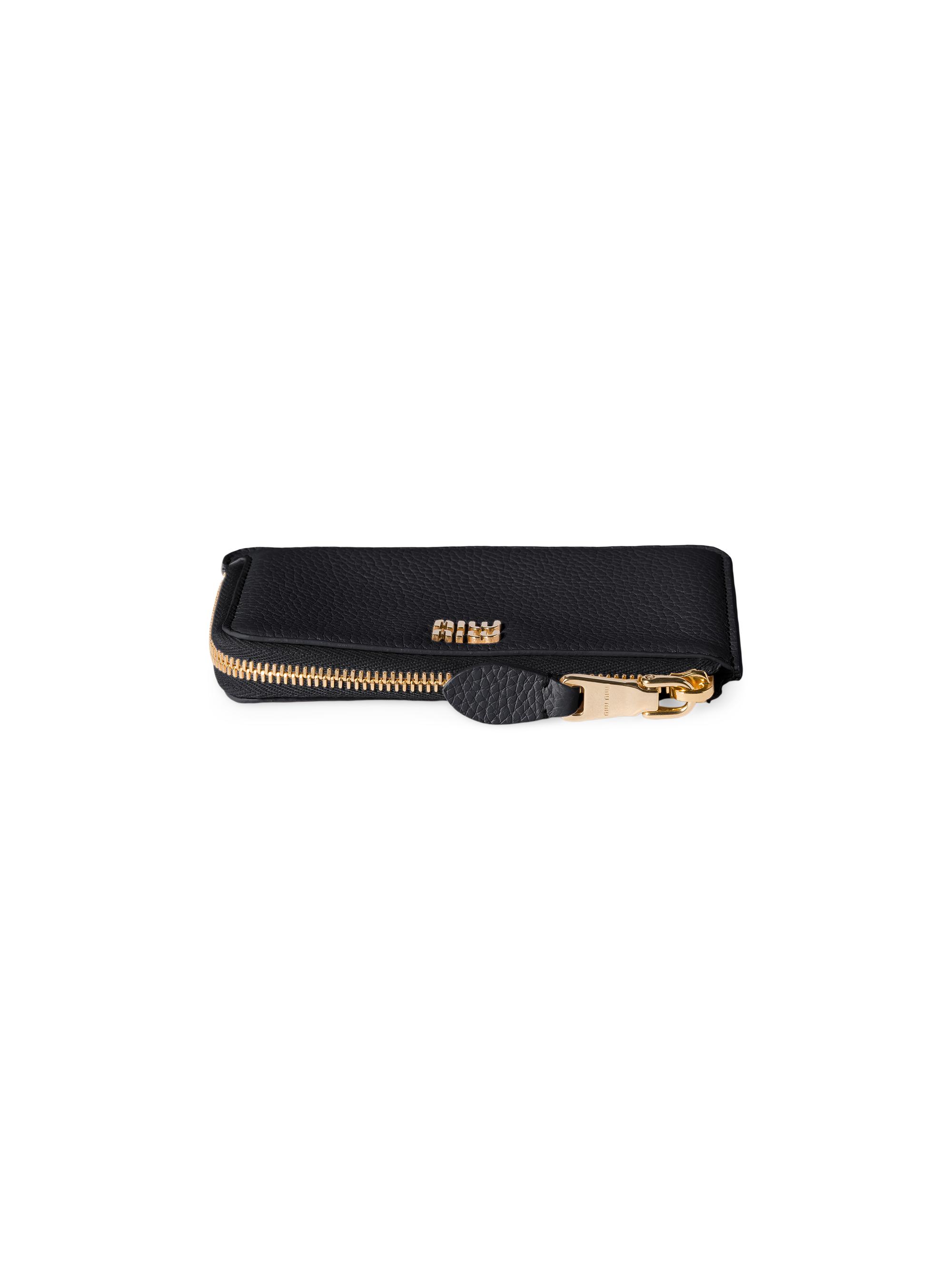 希少　miu miu 定価11万9800円　ショルダー ダブルファスナー　紺x黒 Miu Miu Leather Pouch Card Holder | Saks Fifth Avenue