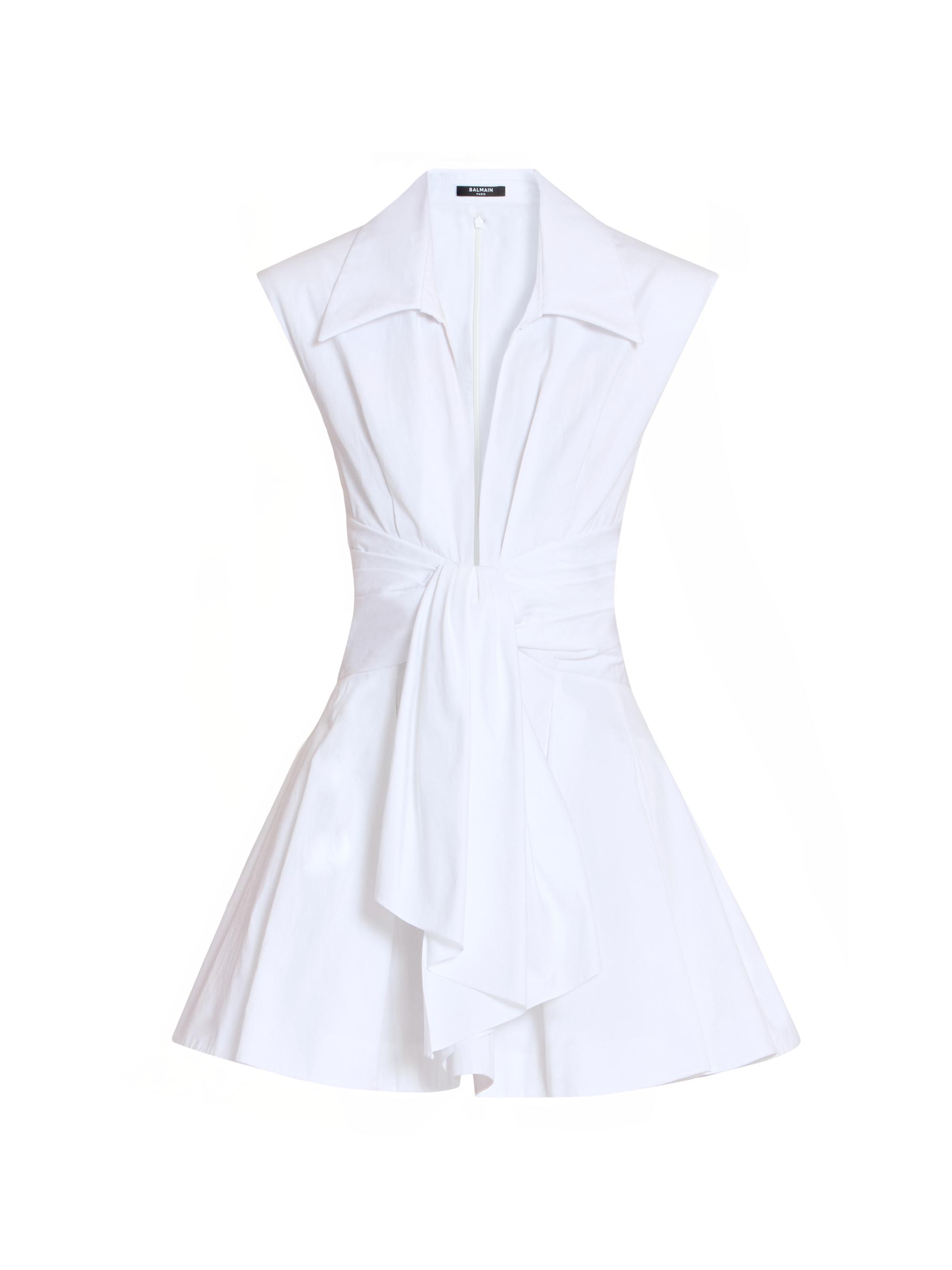 Balmain Women's Sleeveless Cotton Fit-&-Flare Minidress - Blanc Optique