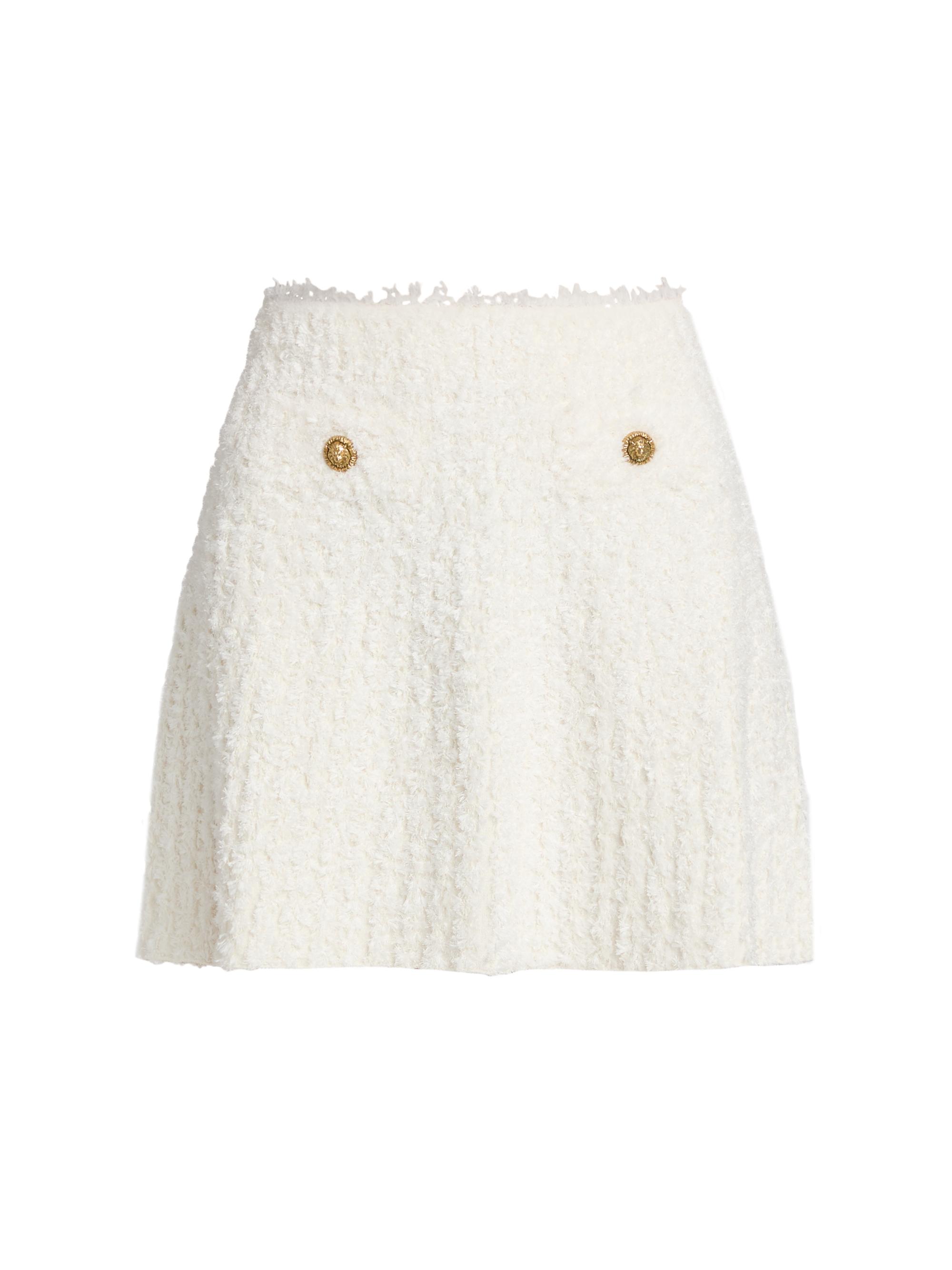 Balmain Women's Tweed Knit Miniskirt - Natural