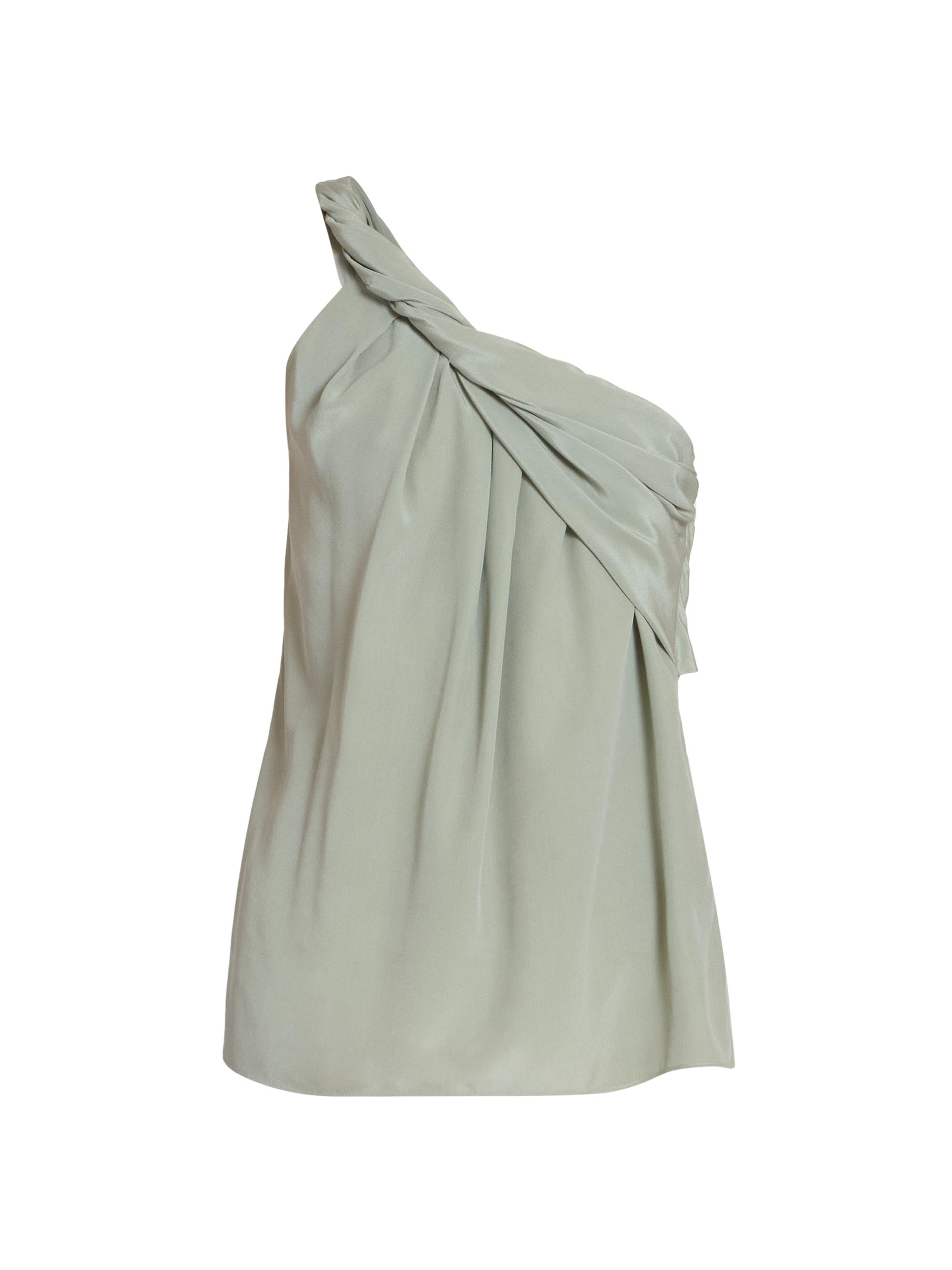 Balmain Women's Twisted One-Shoulder Crepe Top - Olive