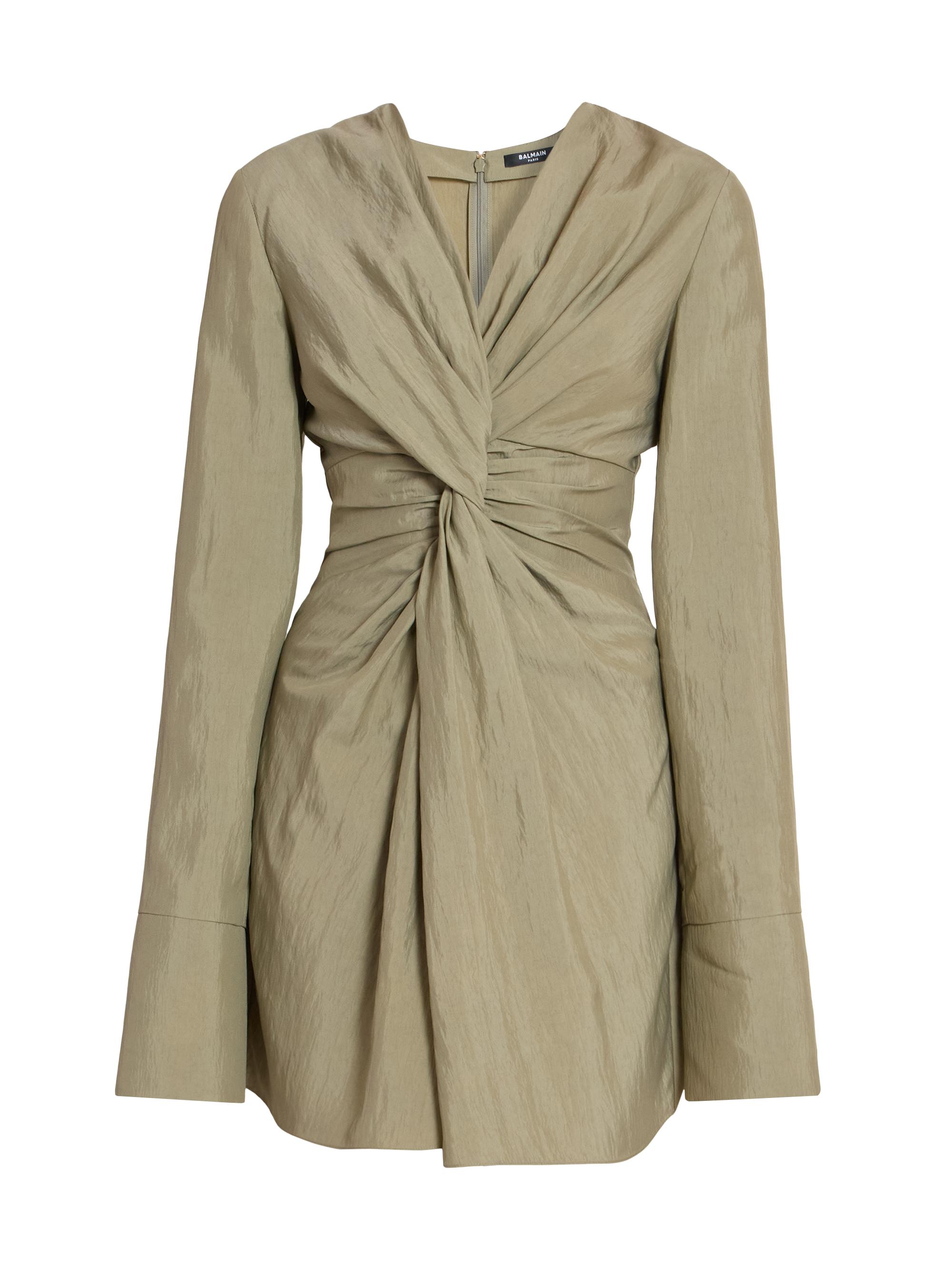 Balmain Women's Long-Sleeve Twist Minidress - Vert Pale