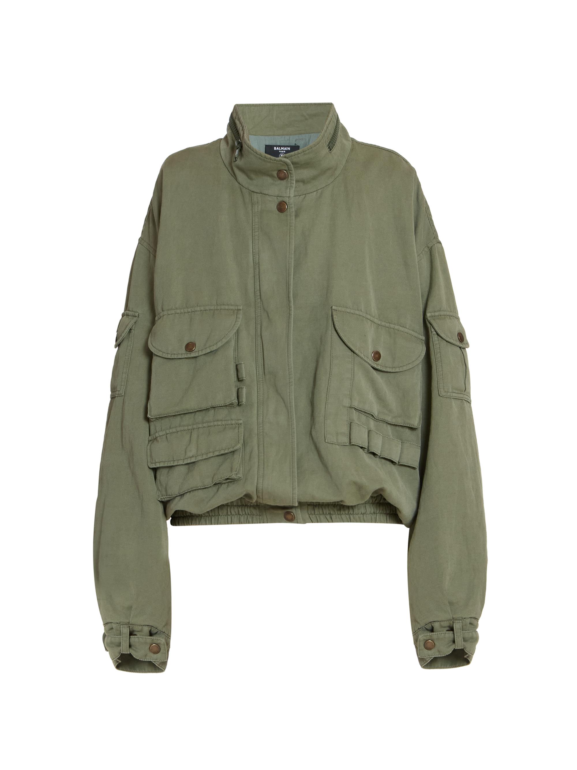 Balmain Women's Twill Cotton Bomber Jacket - Vert