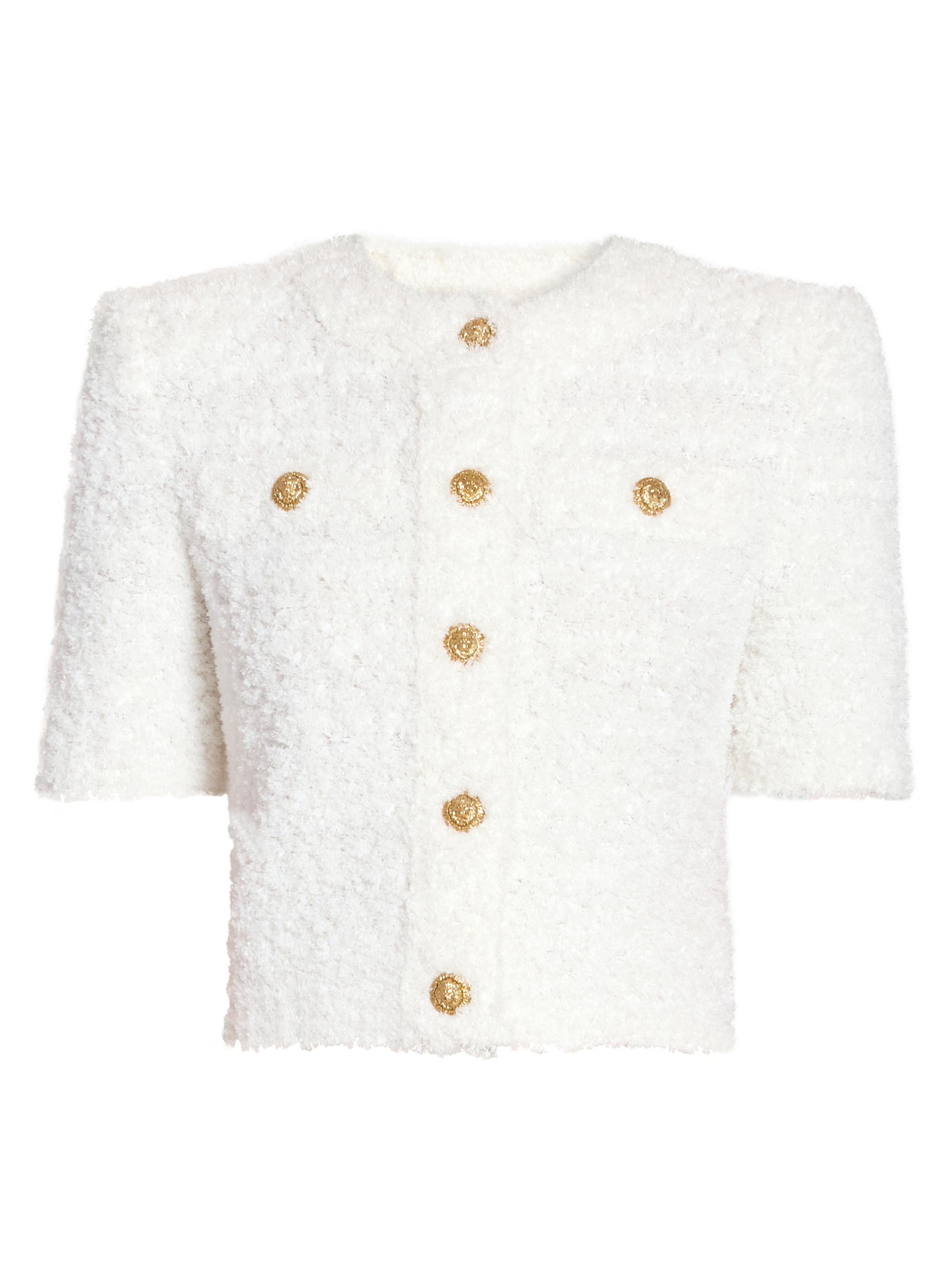 Balmain Women's Tweed Knit Cardigan - Naturel
