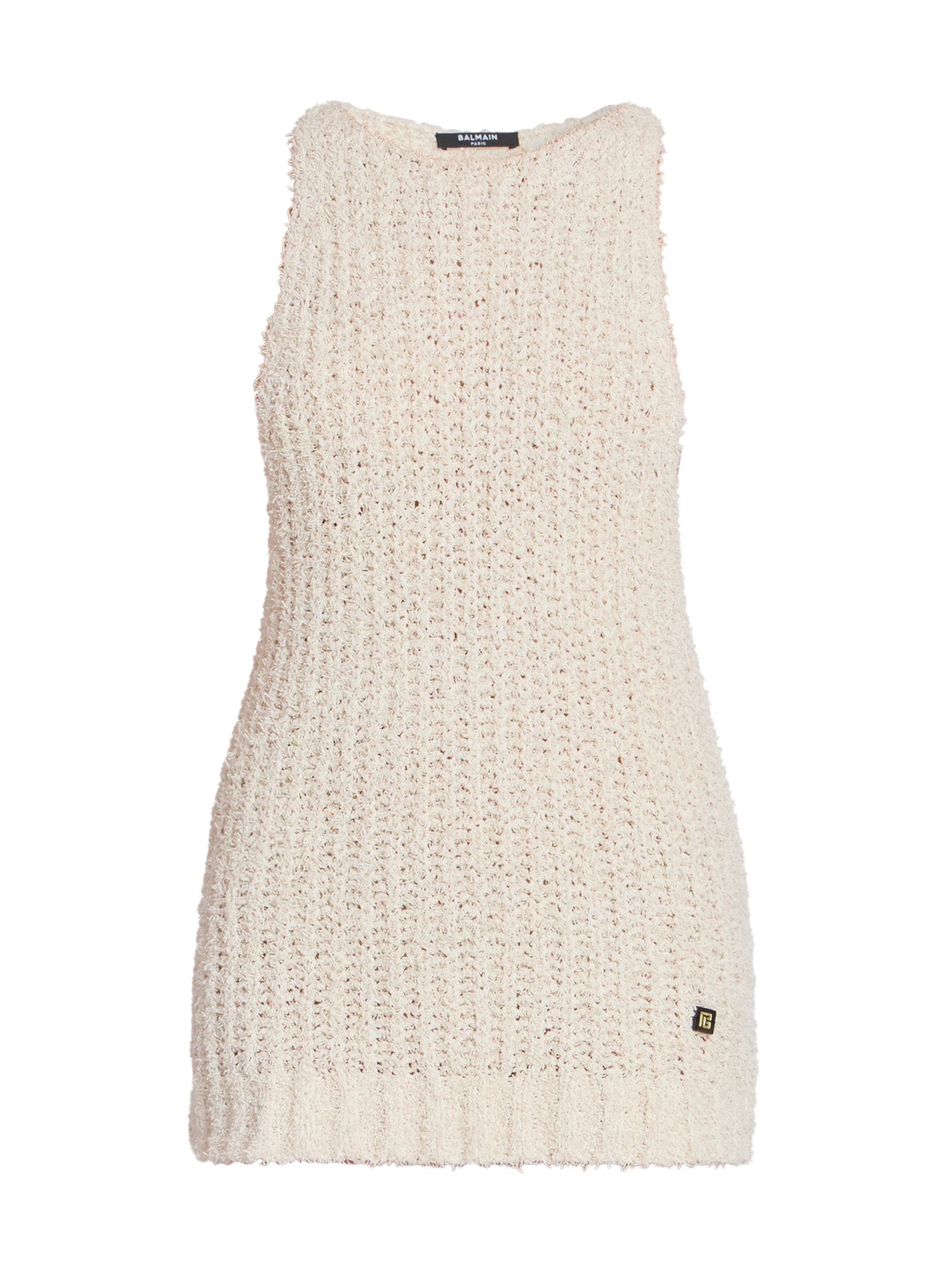 Balmain Women's Sleeveless Cotton-Blend Tunic Top - Naturel