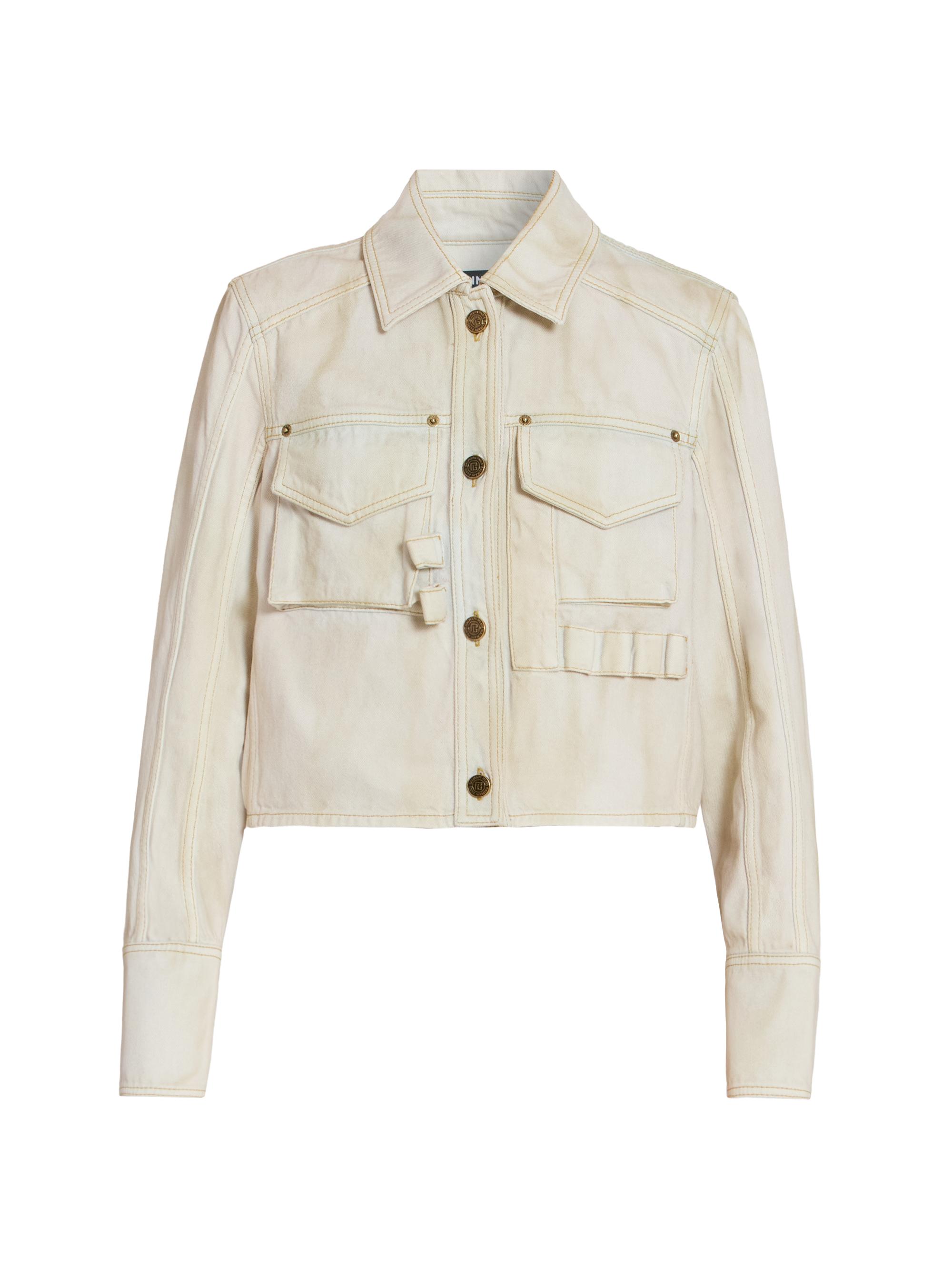 Balmain Women's Denim Utility Jacket - Bleu Jean Beige