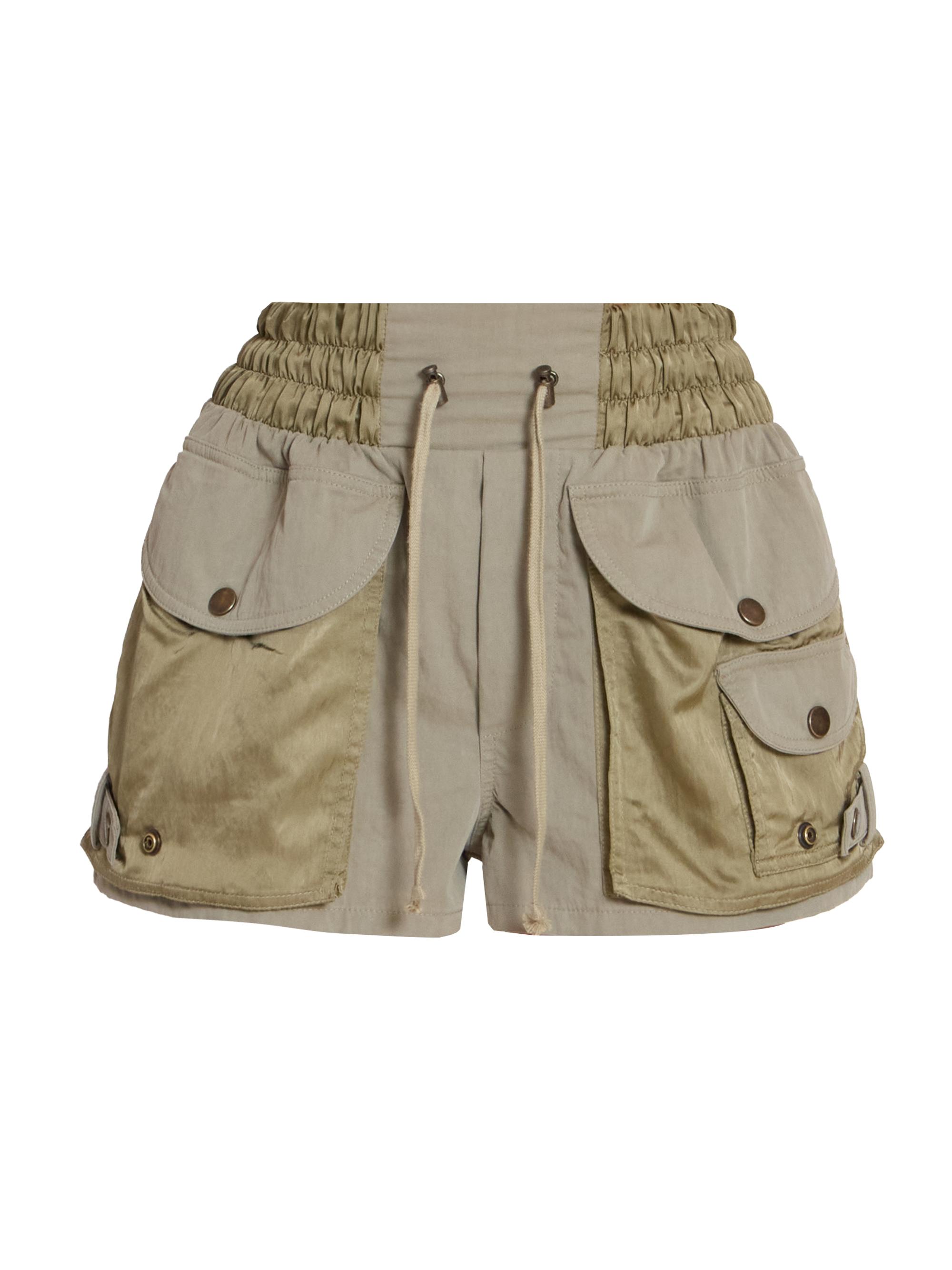 Balmain Women's Twill Cotton Cargo Shorts - Vert Pale