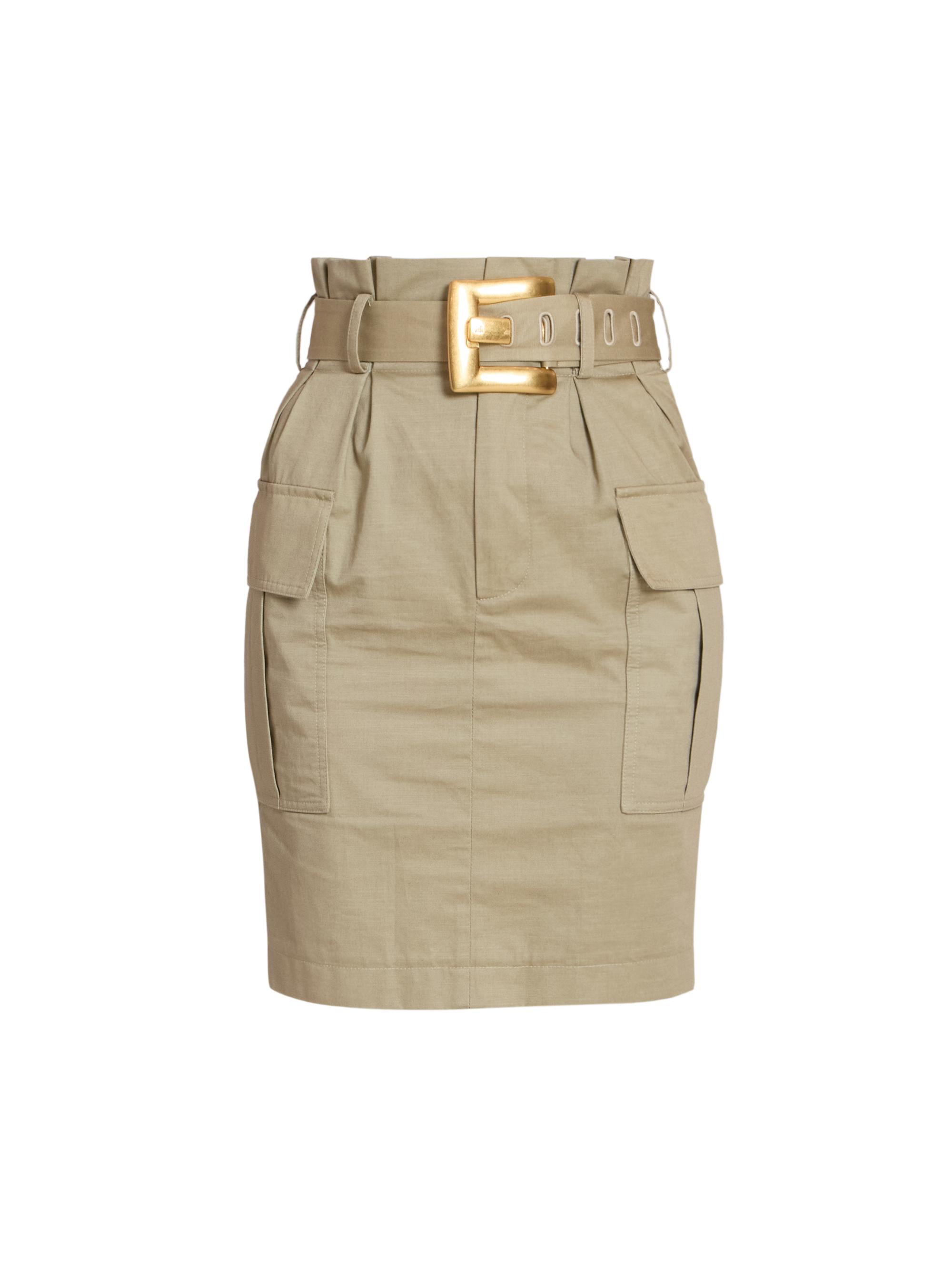 Balmain Women's Gabardine Cargo Pencil Skirt - Beige Fonce