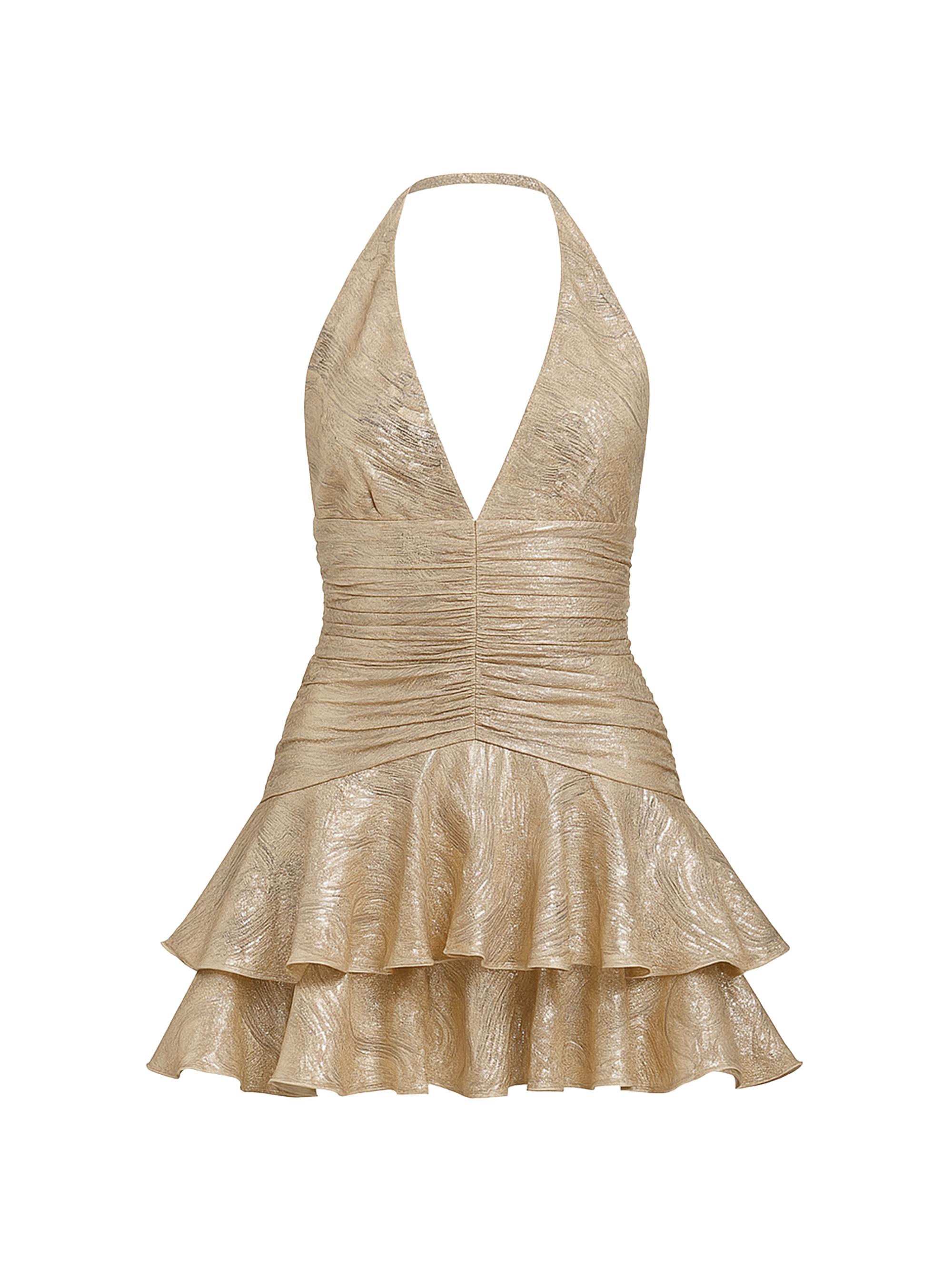 Golden Dust Ruffle Minidress