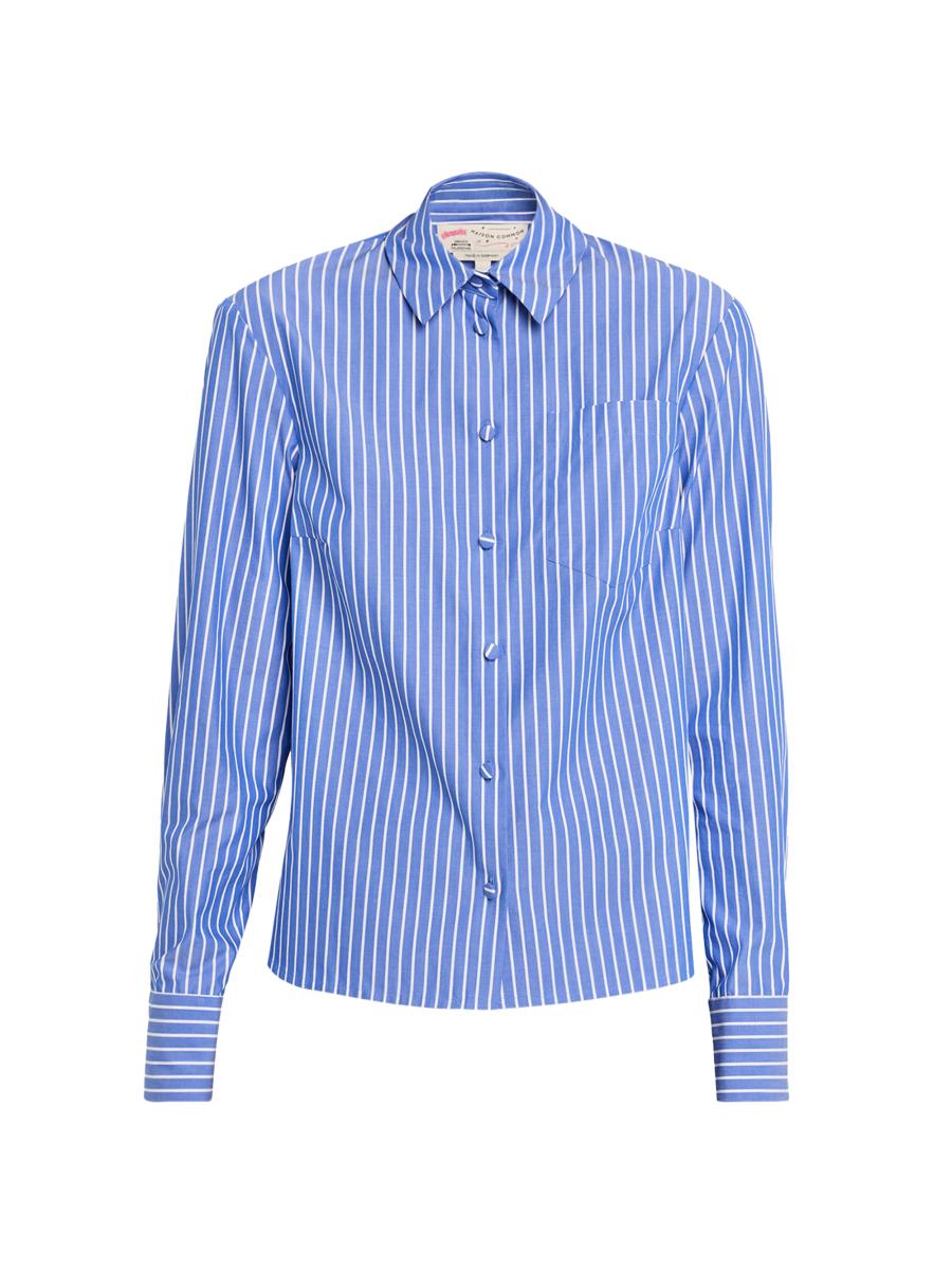Maison Common Women's Pinstriped Cotton Button-front Shirt In Multi