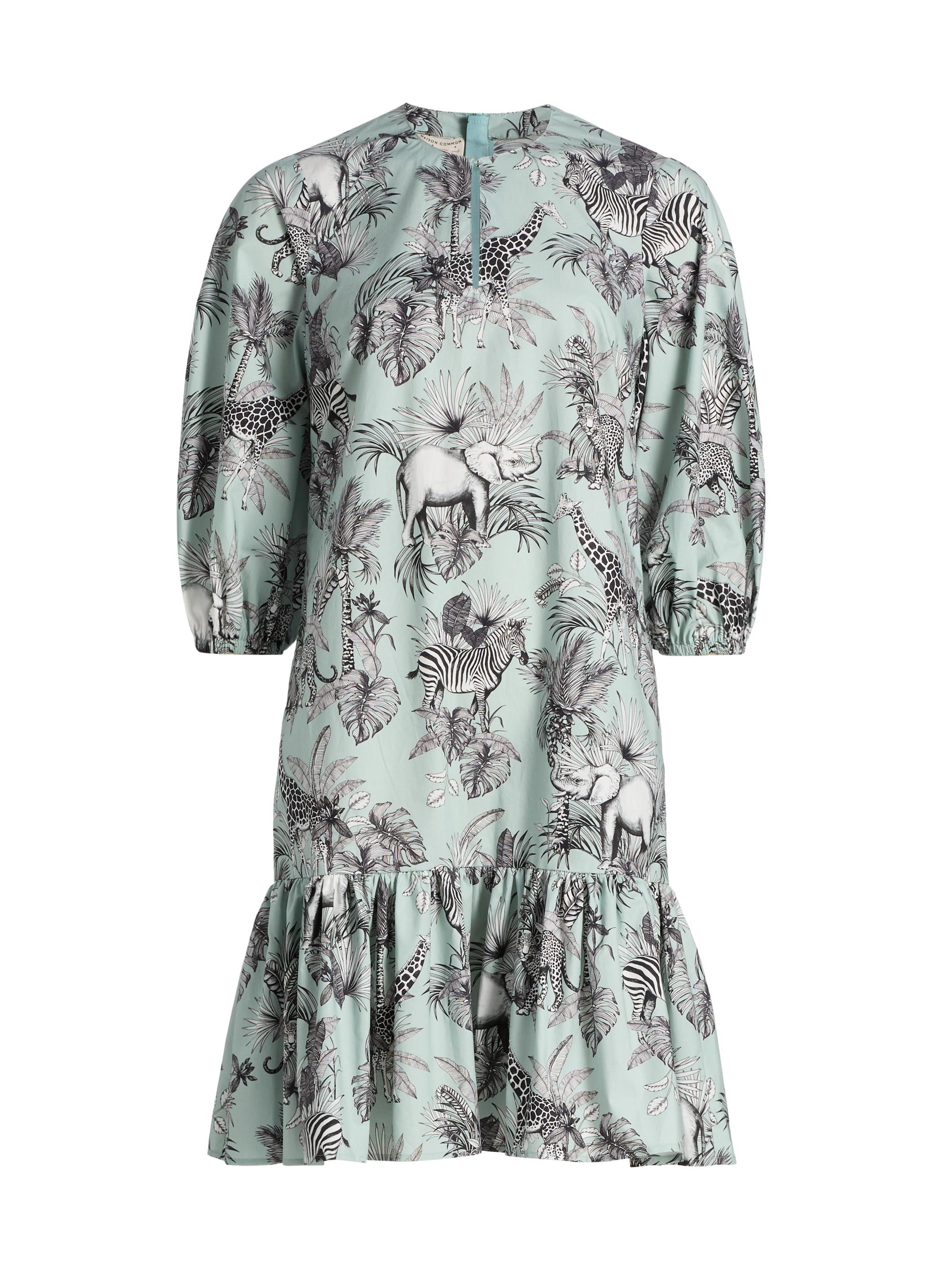 Maison Common Women's Safari Print Cotton Minidress - Mint Multi