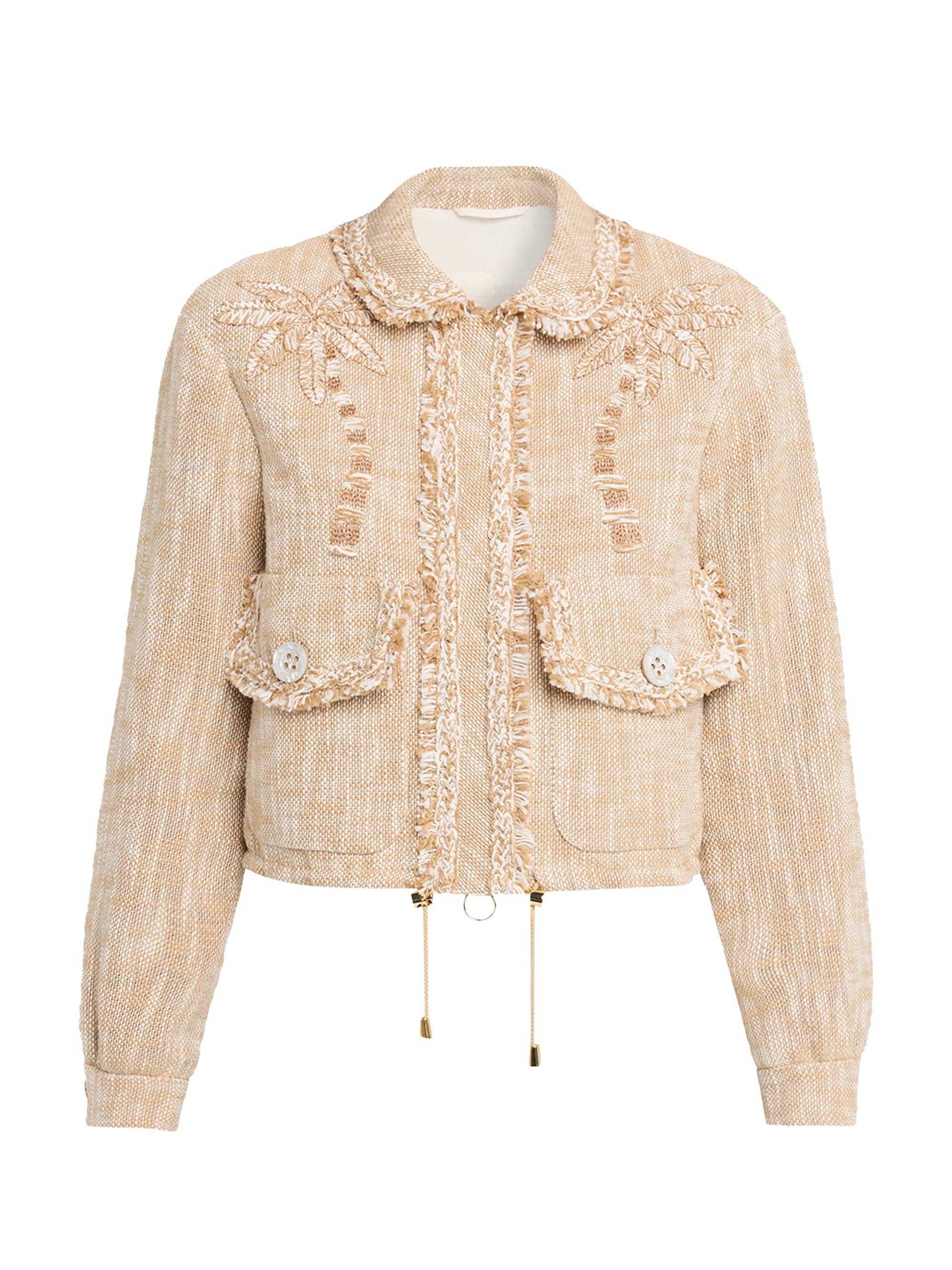 Maison Common Women's Embroidered Cotton-Blend Tweed Jacket - Beige Multi