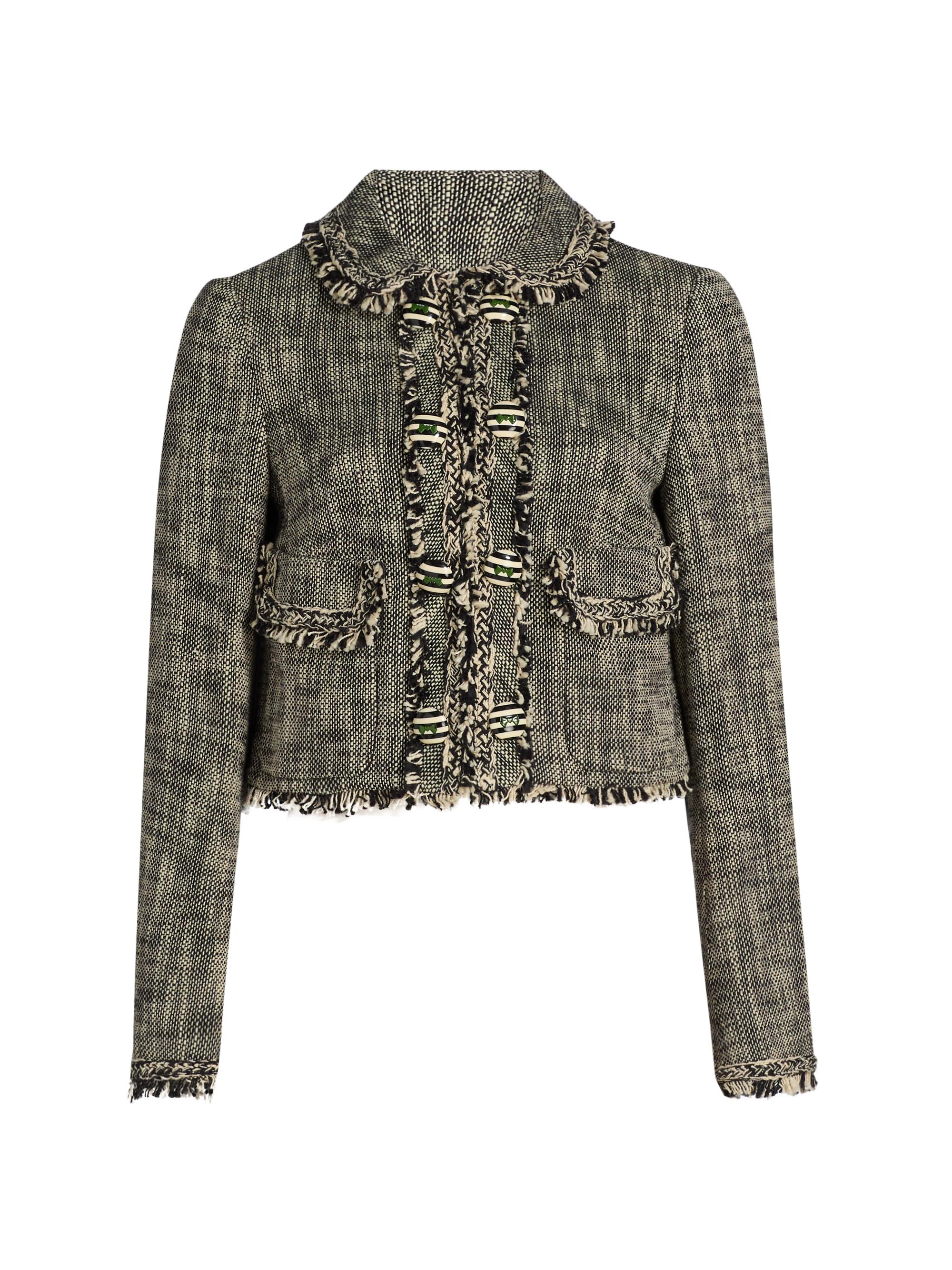 Maison Common Women's Cotton-Blend Tweed Crop Jacket - Black Multi