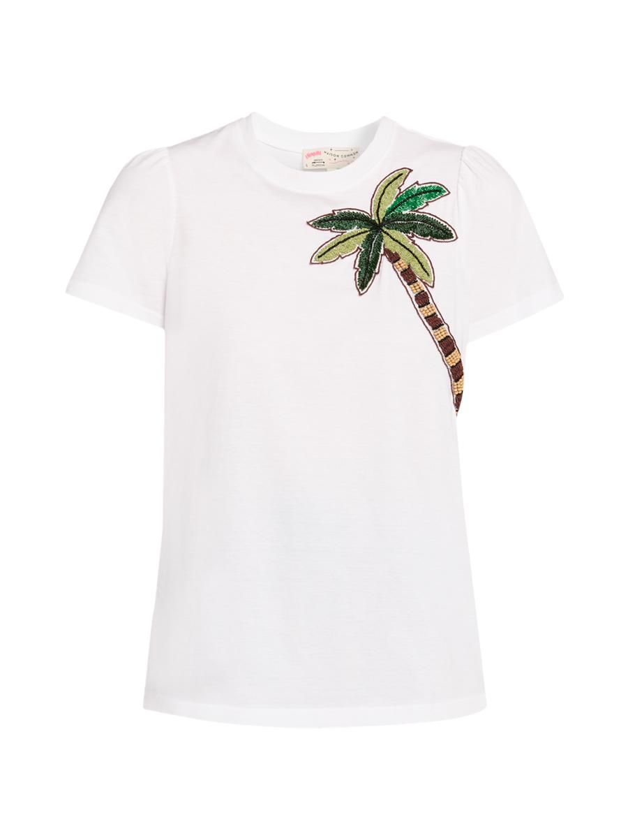 Maison Common Women's Embroidered Palm-tree Cotton T-shirt In Multi