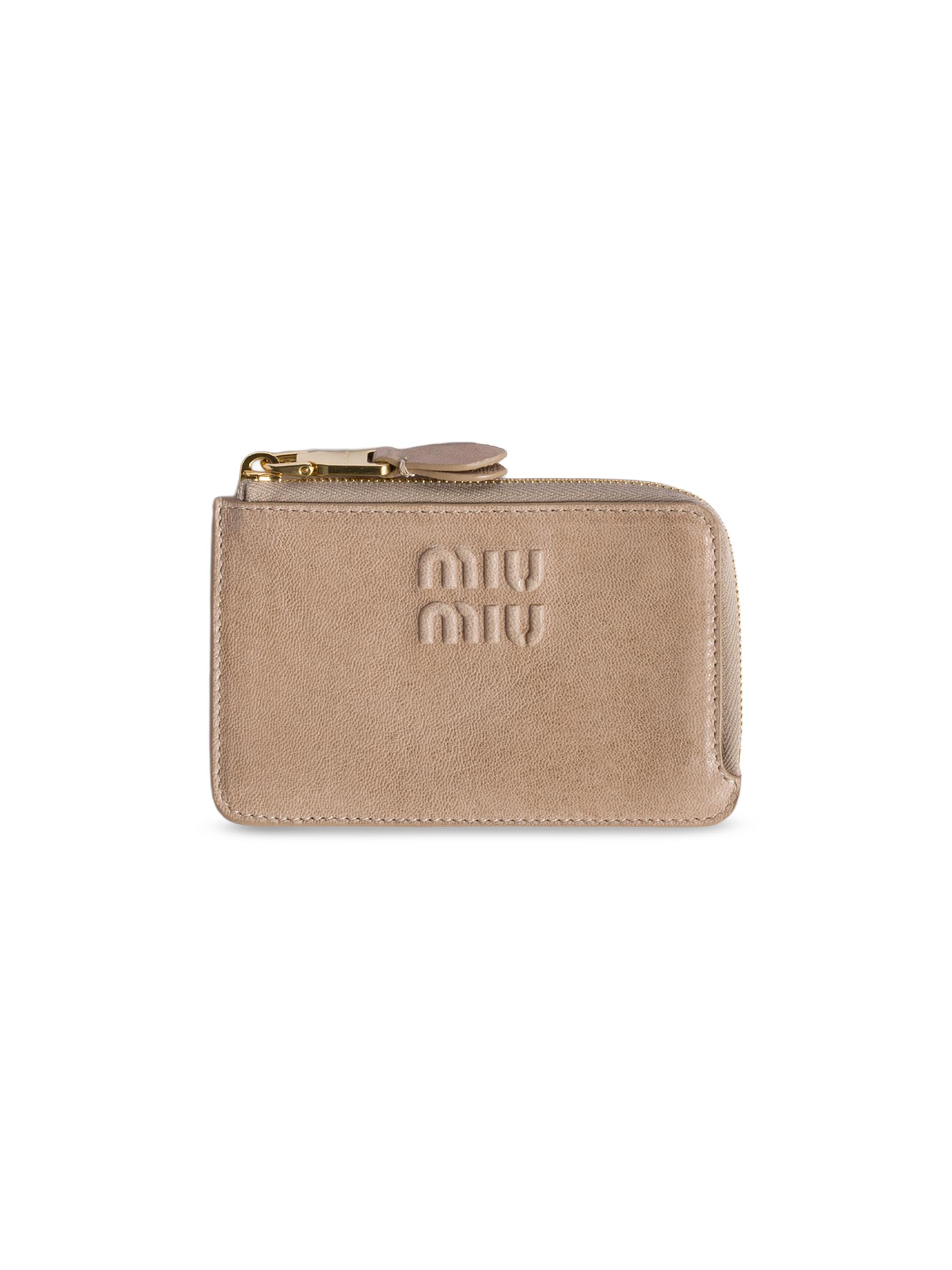 Miu Miu Women's Nappa Leather Envelope Card Holder - Beige Khaki
