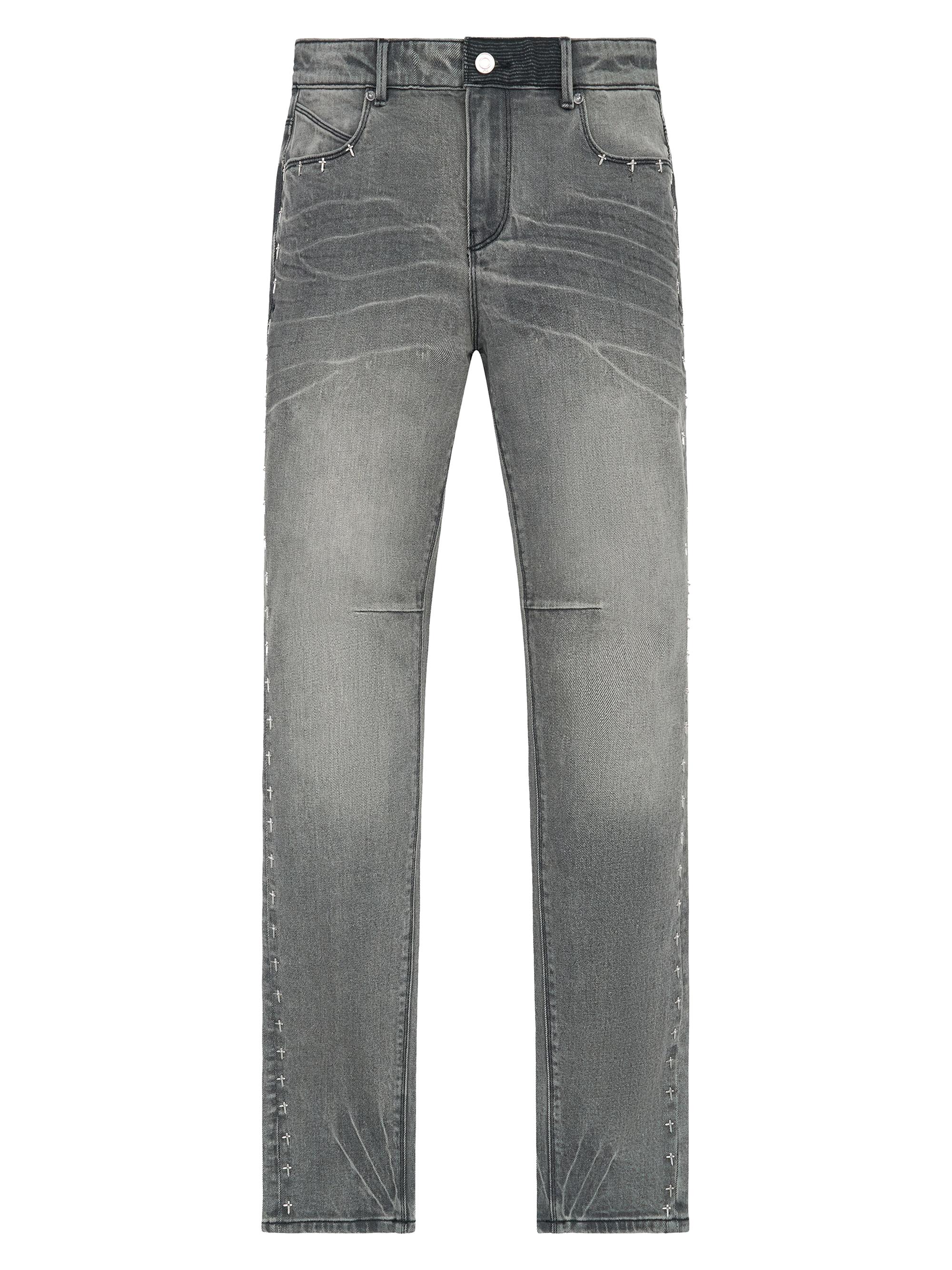 RTA Men's Exodus Bryant Side Cross Skinny Jeans - Iron Haze Side Cross