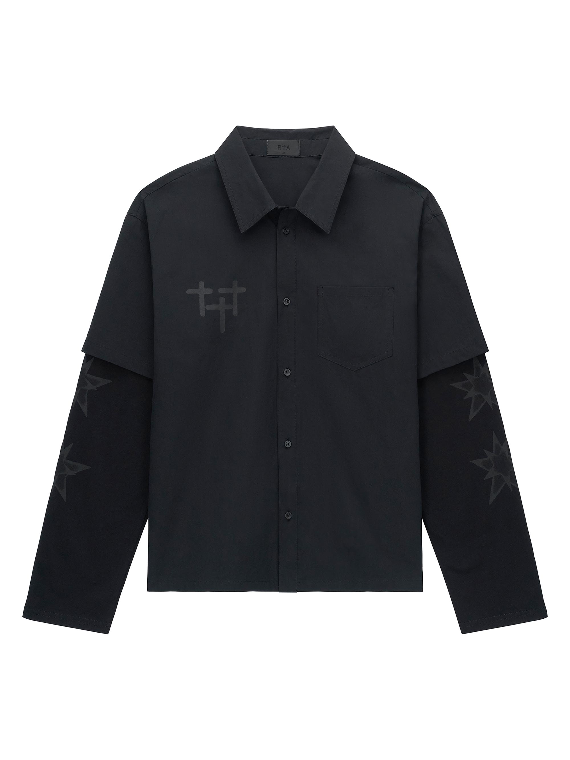 RTA Men's Exodus Erik Double-Layered Shirt - Black Cross Star