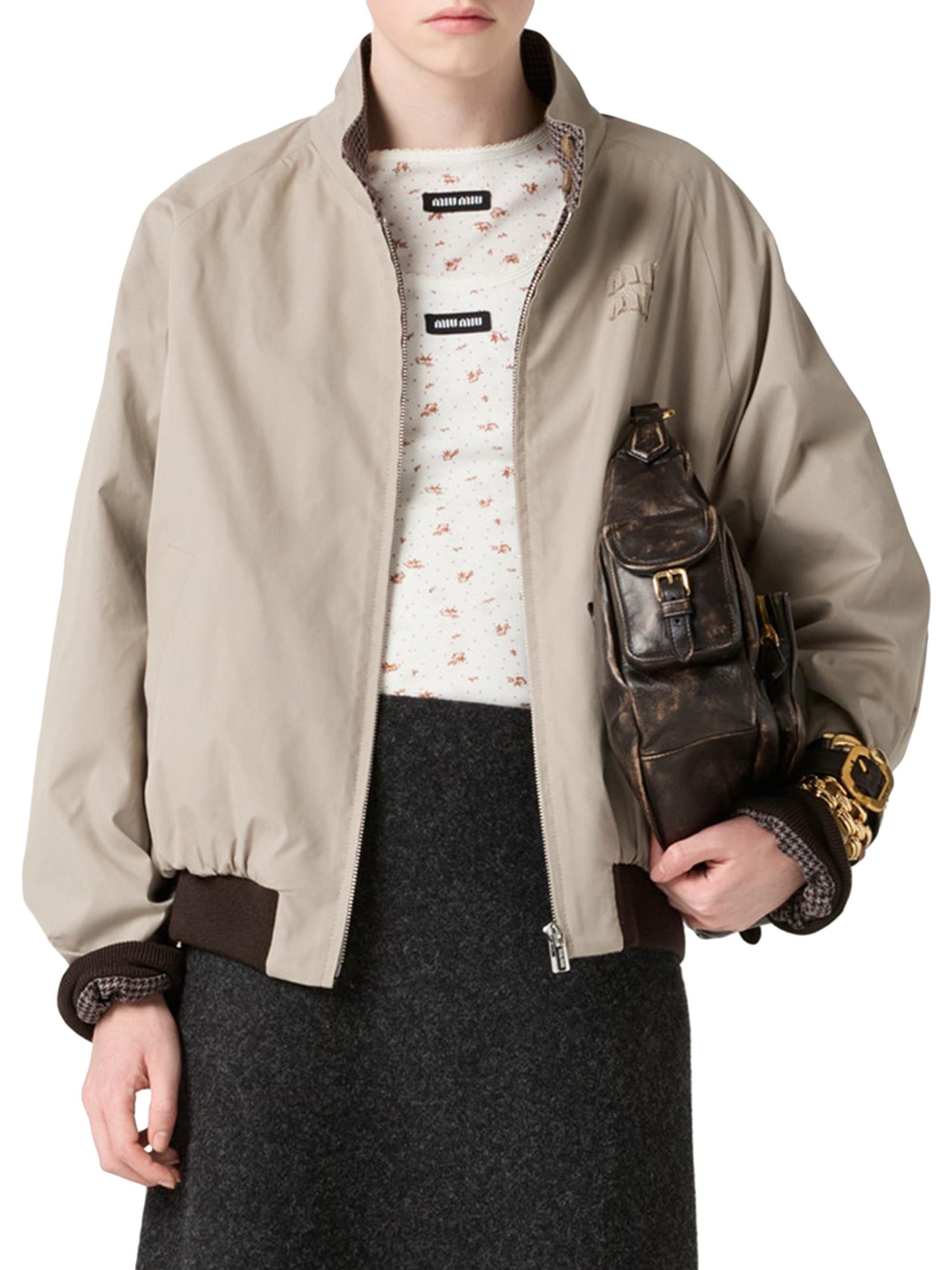 Miu Miu Reversible Houndstooth Check and Panama Cotton Blouson