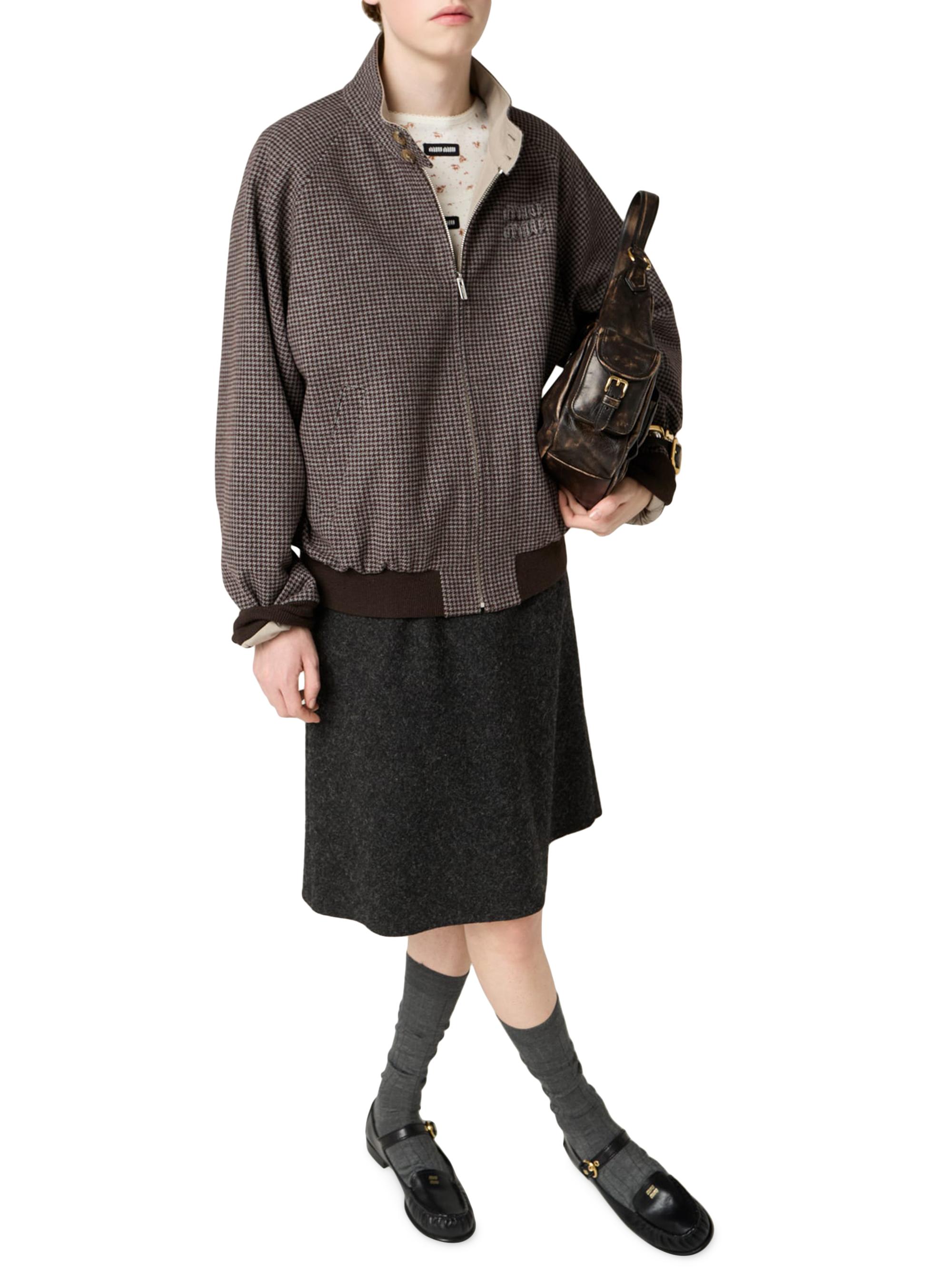 Miu Miu Reversible Houndstooth Check and Panama Cotton Blouson