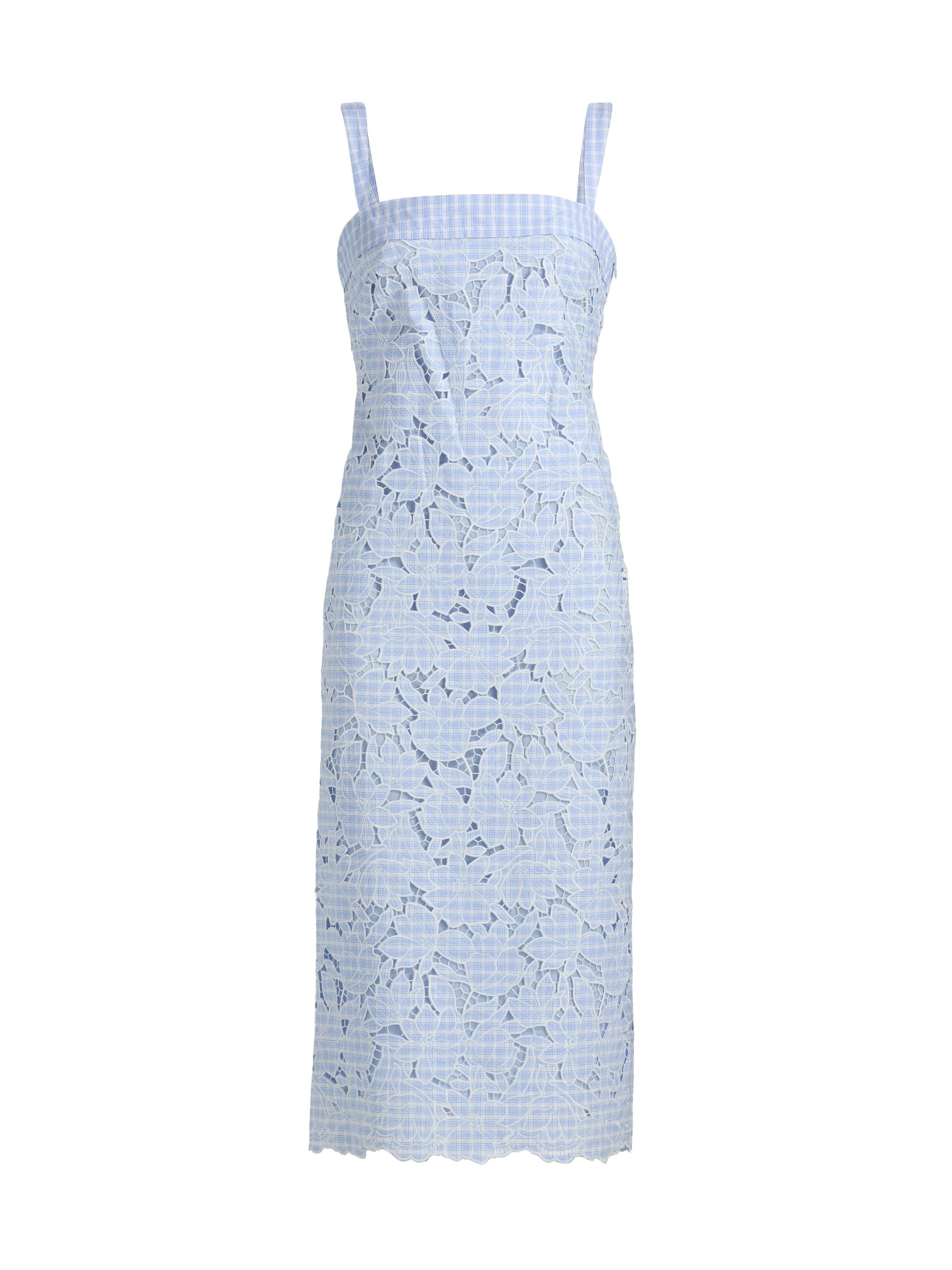 SIMKHAI Women's Aubrey Embroidered Floral Gingham Midi-Dress - Periwinkle Sky Multi