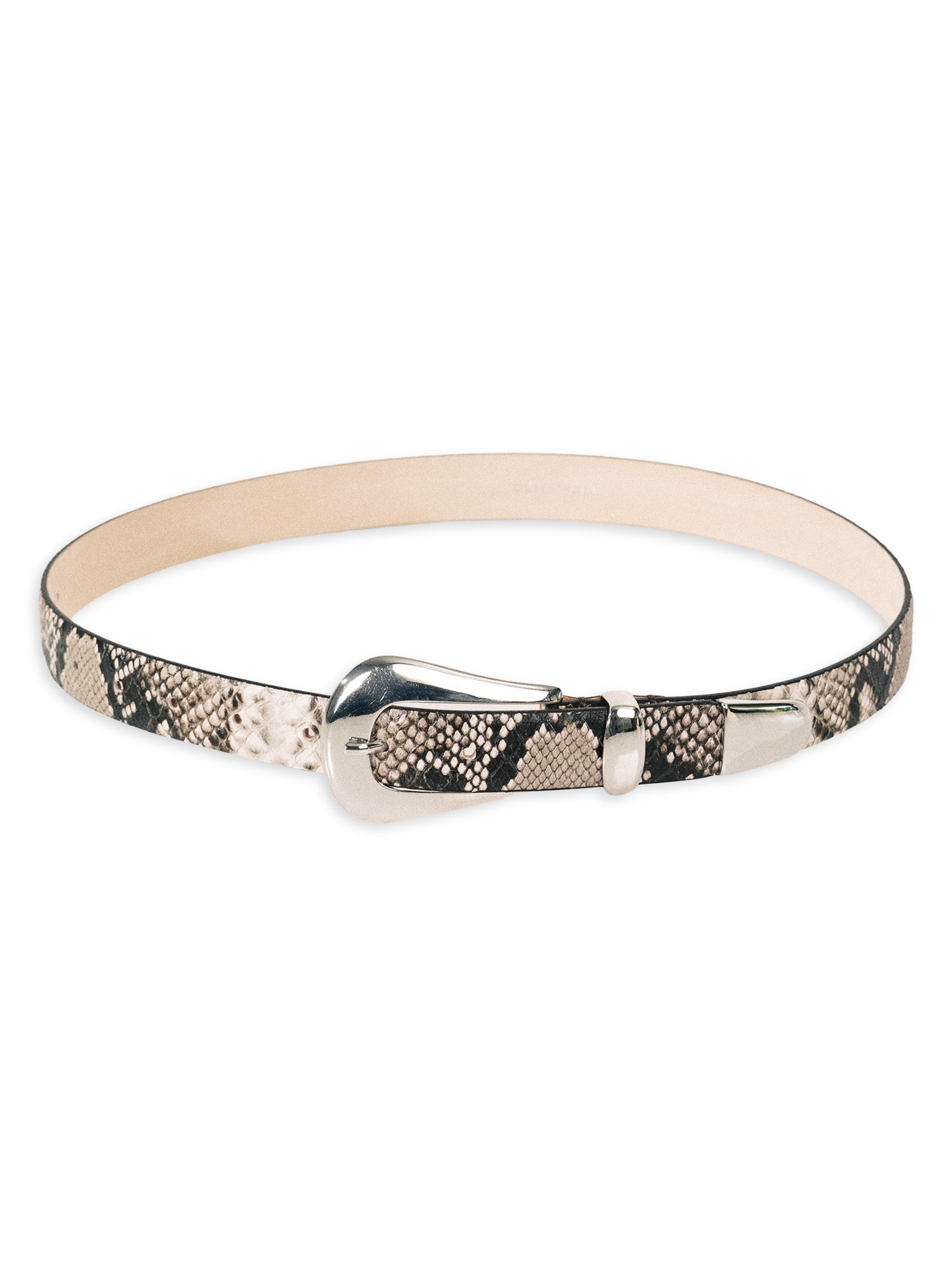 Déhanche Women's Colette Snake-Embossed Leather Belt -  Brown Snake