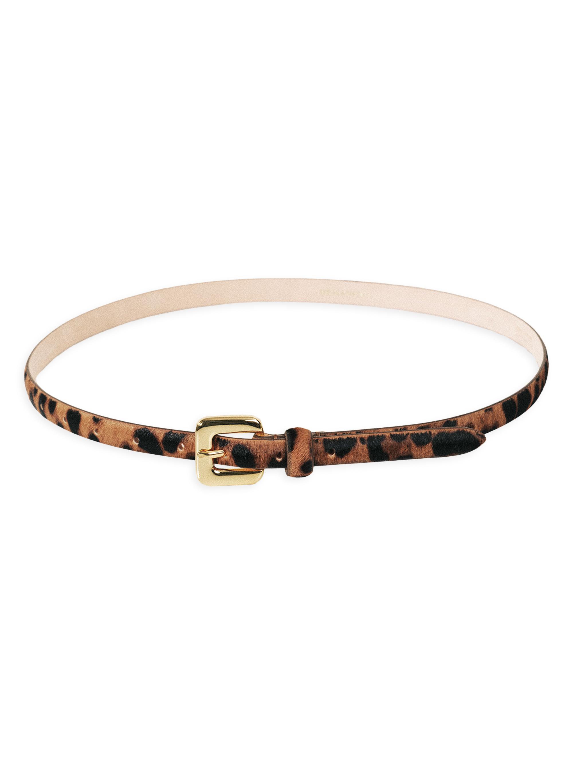 Déhanche Women's Mara Leopard Calf Hair Leather Belt - Dark Jaguar And Gold