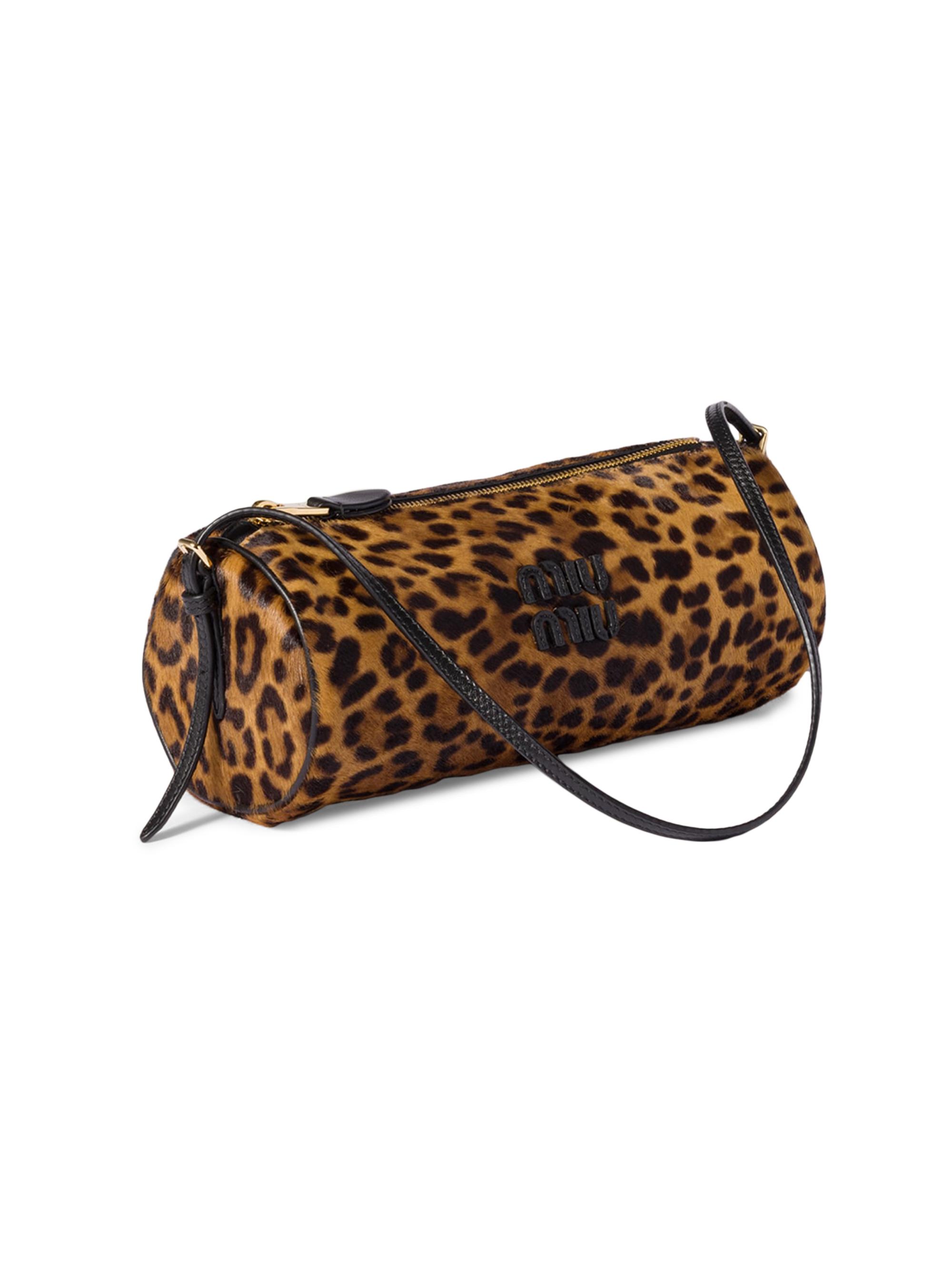 MIU MIU ☆ヒョウ柄ポーチ ストラップ付き Miu Miu Printed Leather Pouch | Saks Fifth Avenue