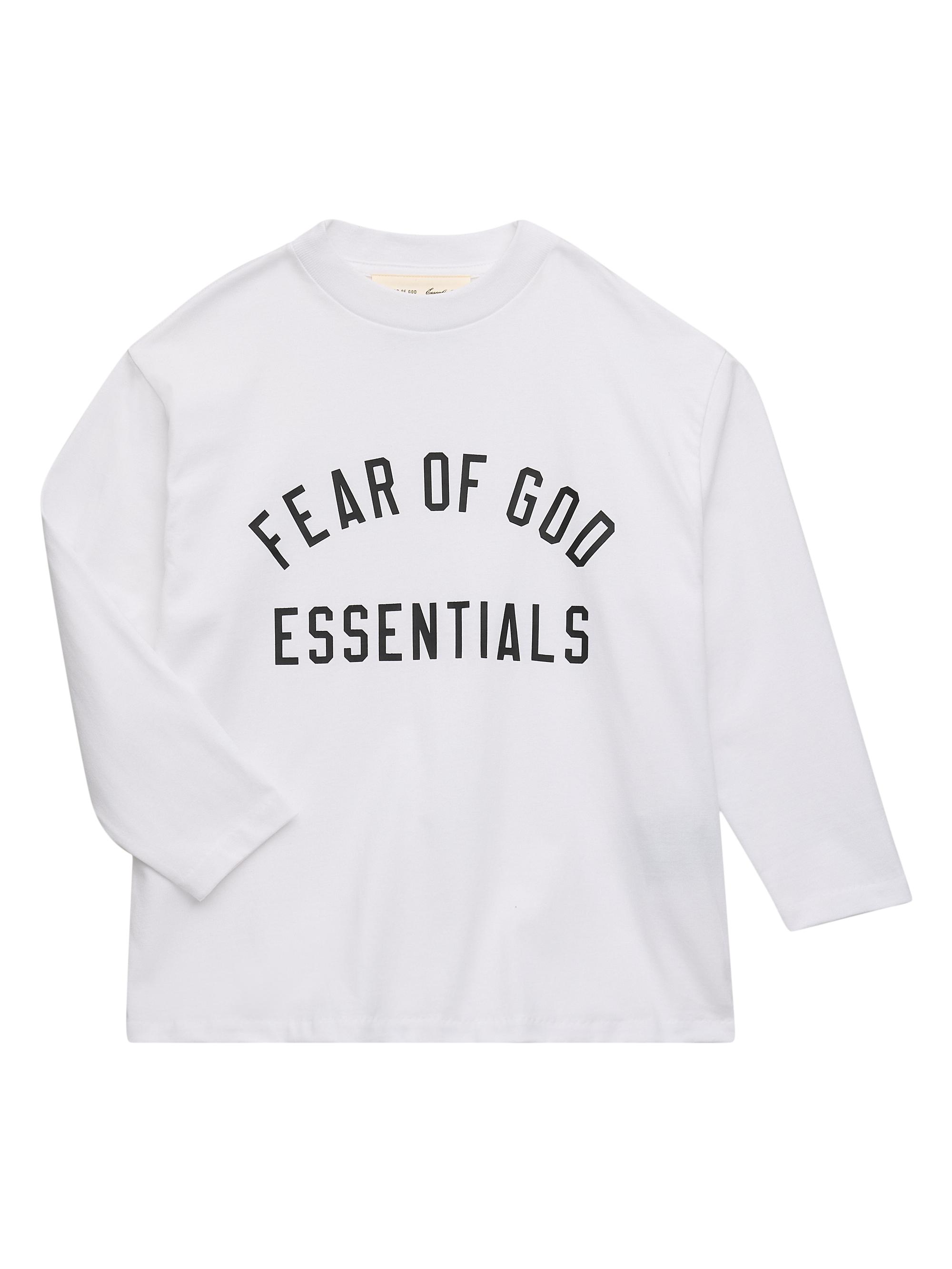 Fear of God Essentials Little Kid's & Kid's Logo Long-Sleeve Shirt - Bright White | Thumbnail 4