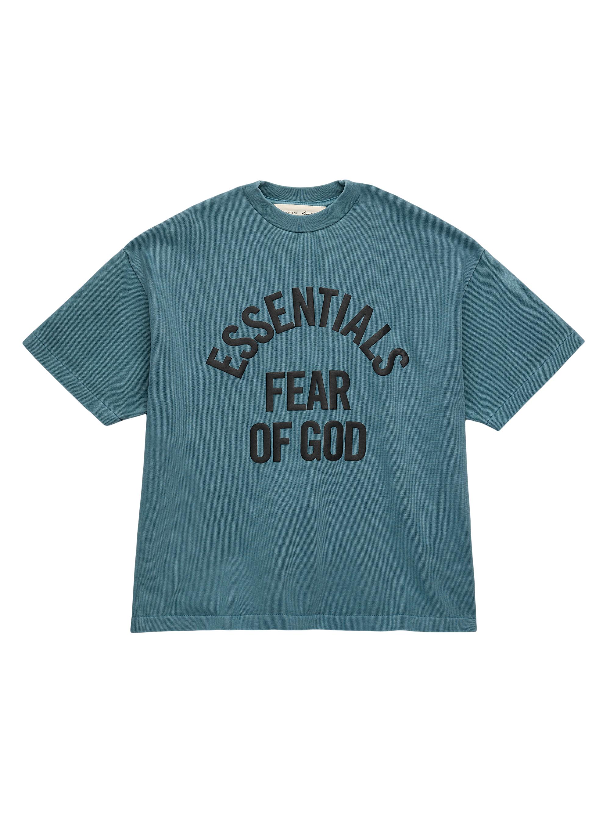 Fear of God Essentials Little Kid's & Kid's Logo Crewneck T-Shirt - Faded Coastal | Thumbnail 4