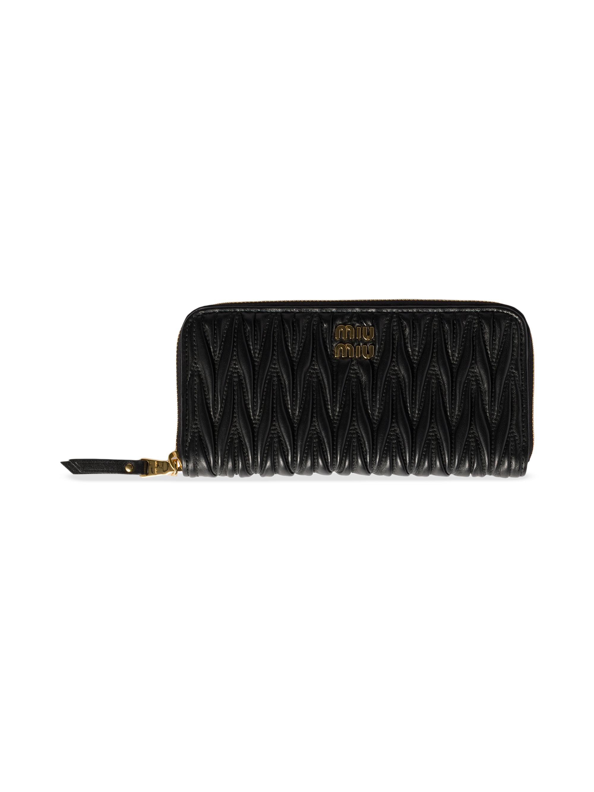 Miu Miu Women's  Matelassé Nappa Leather Wallet - Black - Women's Bags