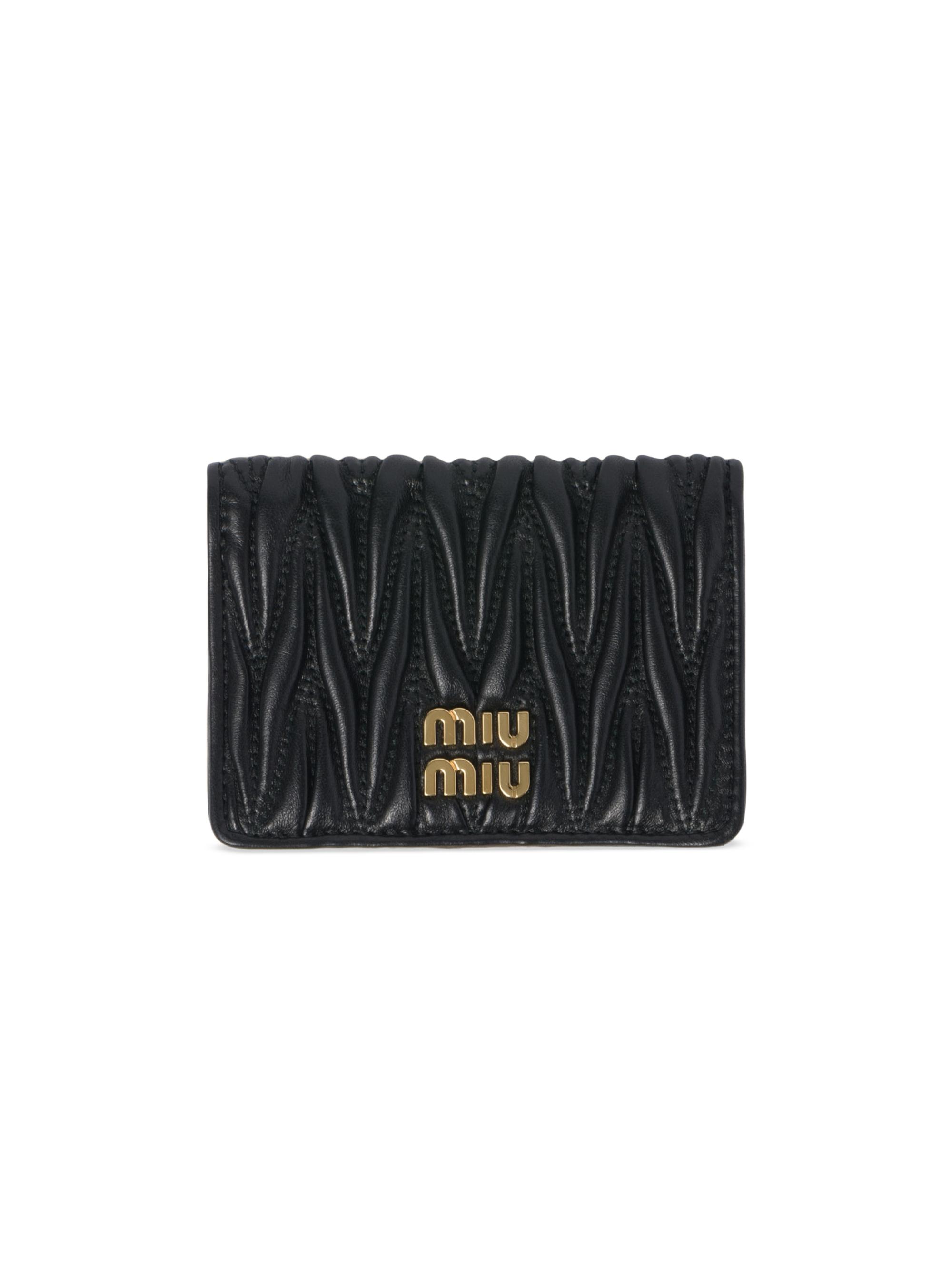 Miu Miu Women's Matelassé Nappa Leather Card Holder - Black