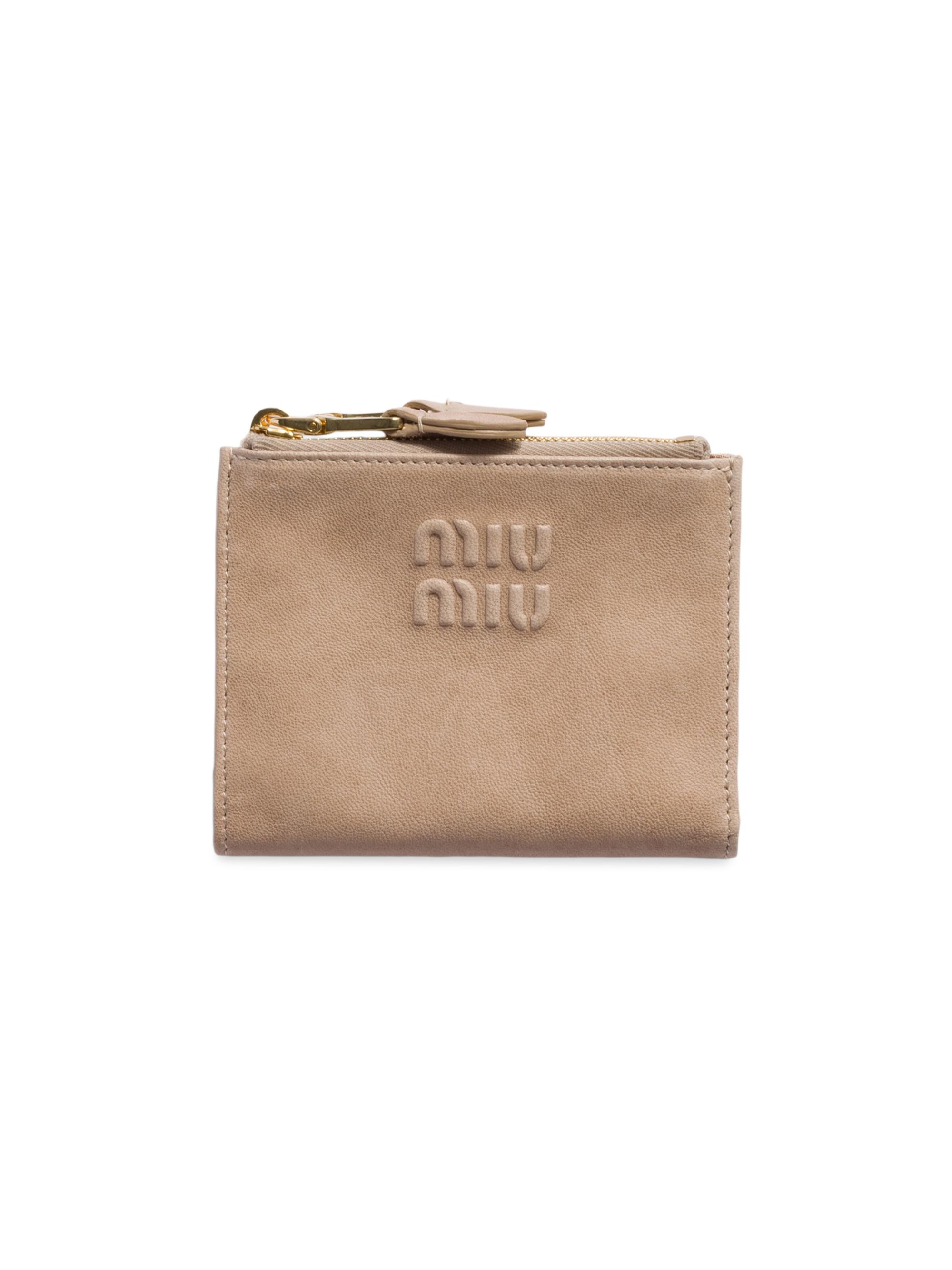 Miu Miu Women's  Nappa Leather Wallet - Beige Khaki