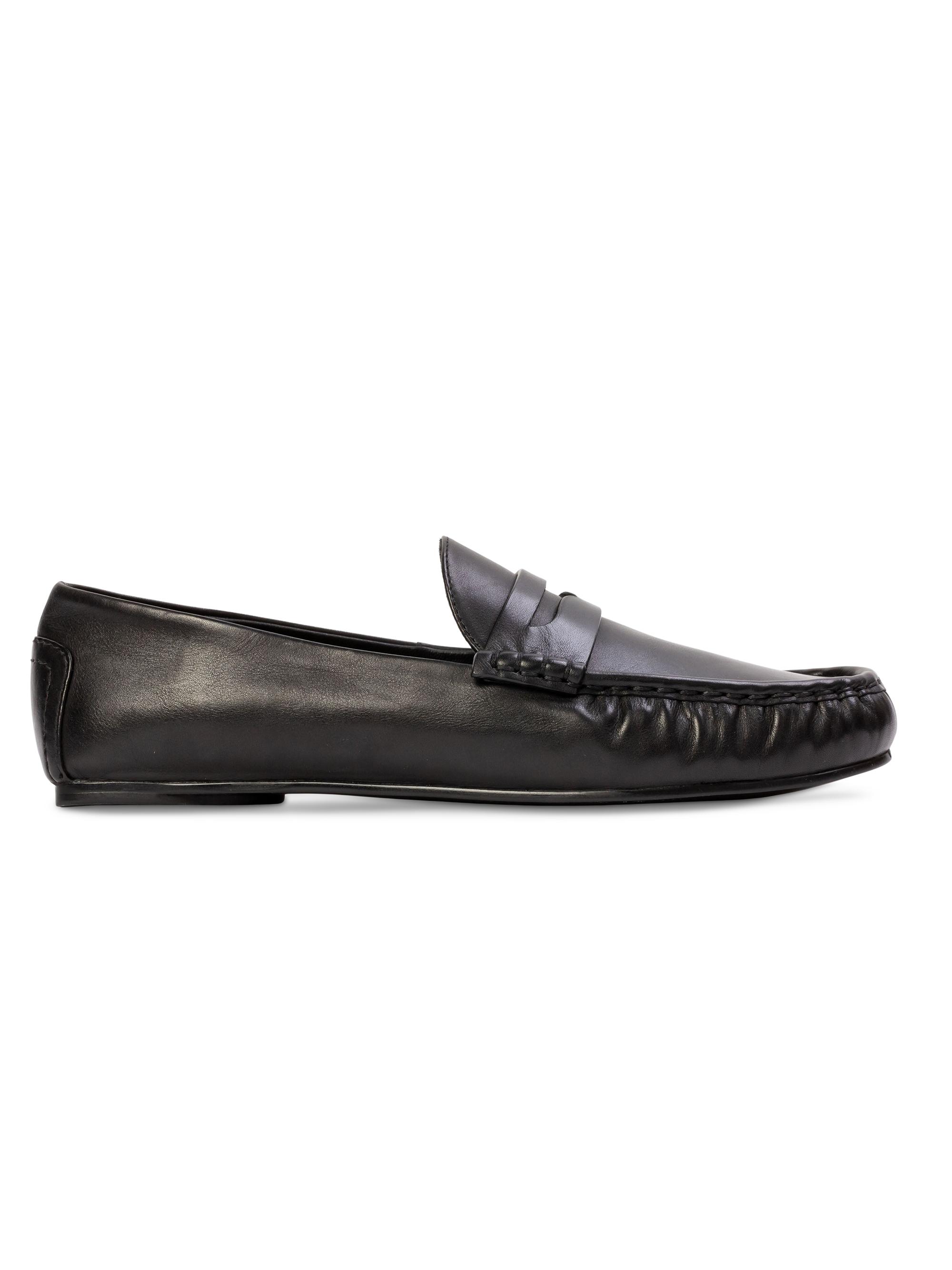 Black Suede Studio Women's Darlyn Leather Mocassin Loafers - Black Leather