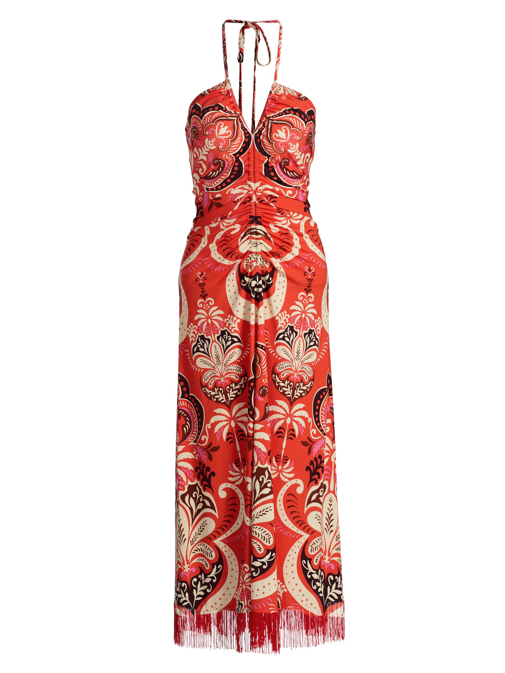 Cara Cara Women's Shelter Island Printed Halterneck Dress - Palm Pavillion Coral