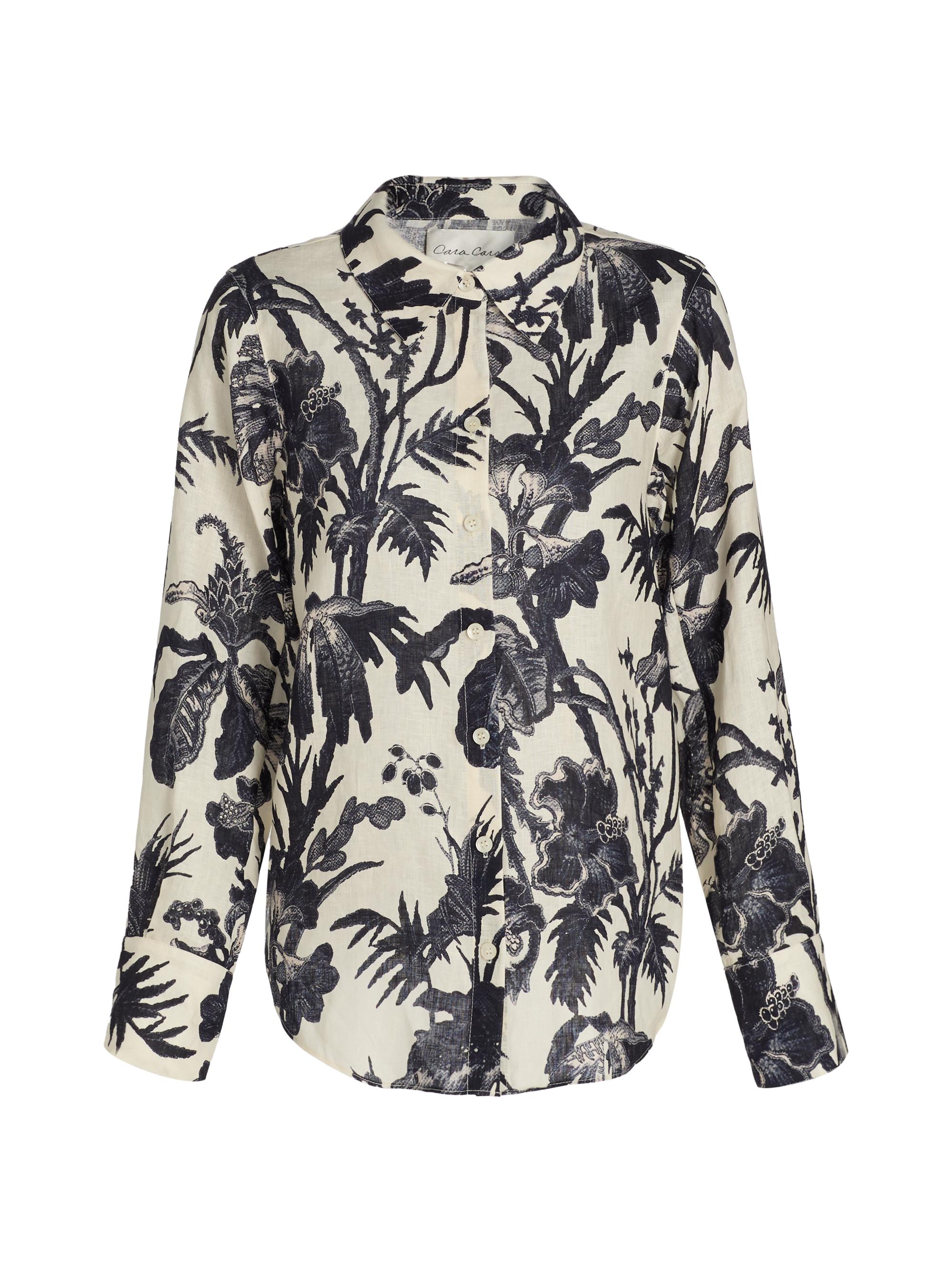 Cara Cara Women's Perfect Floral Linen Shirt - Fauna Floral Navy