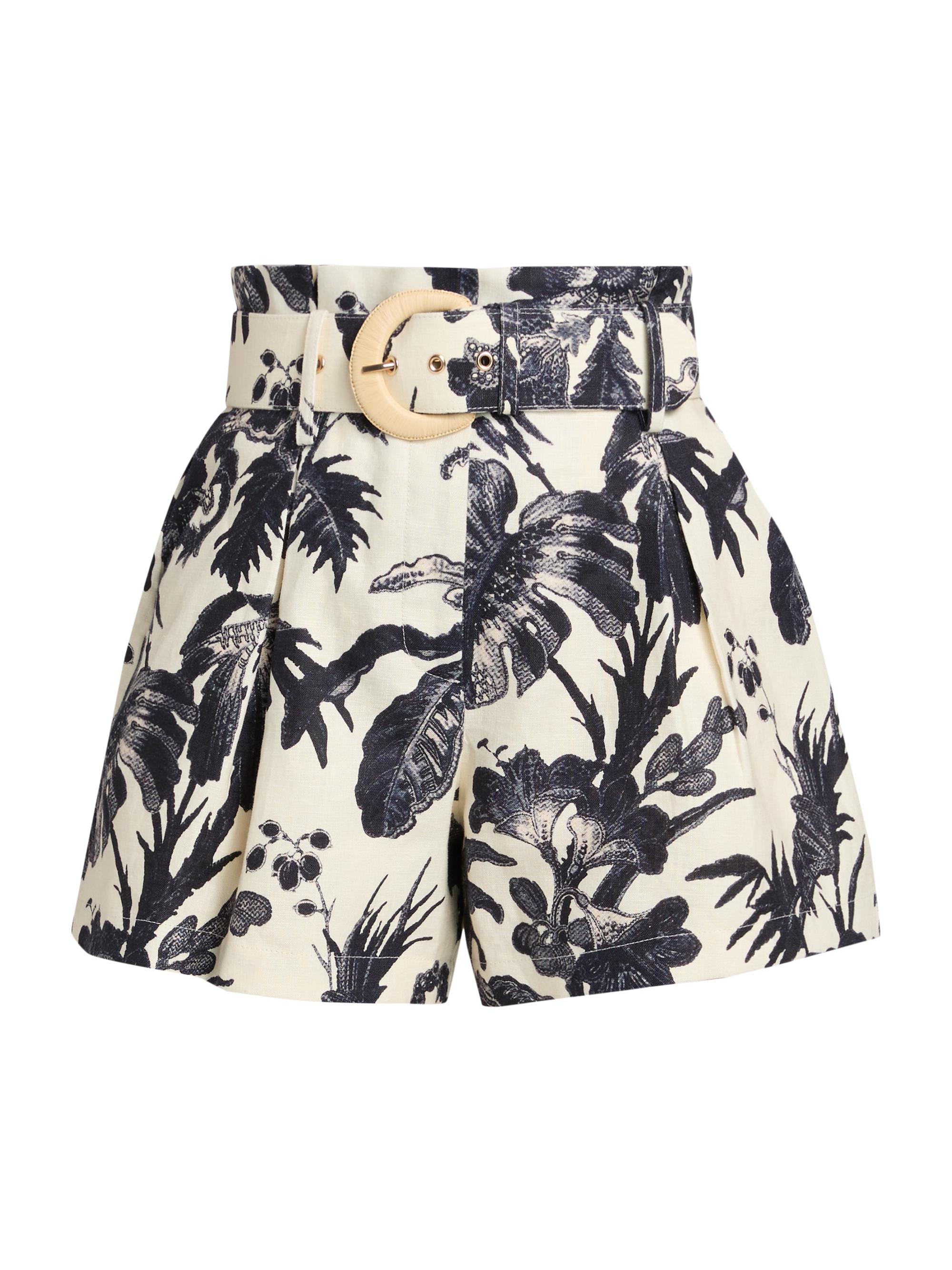 Cara Cara Women's Palmer Leaf-Print Linen Shorts - Fauna Floral Navy