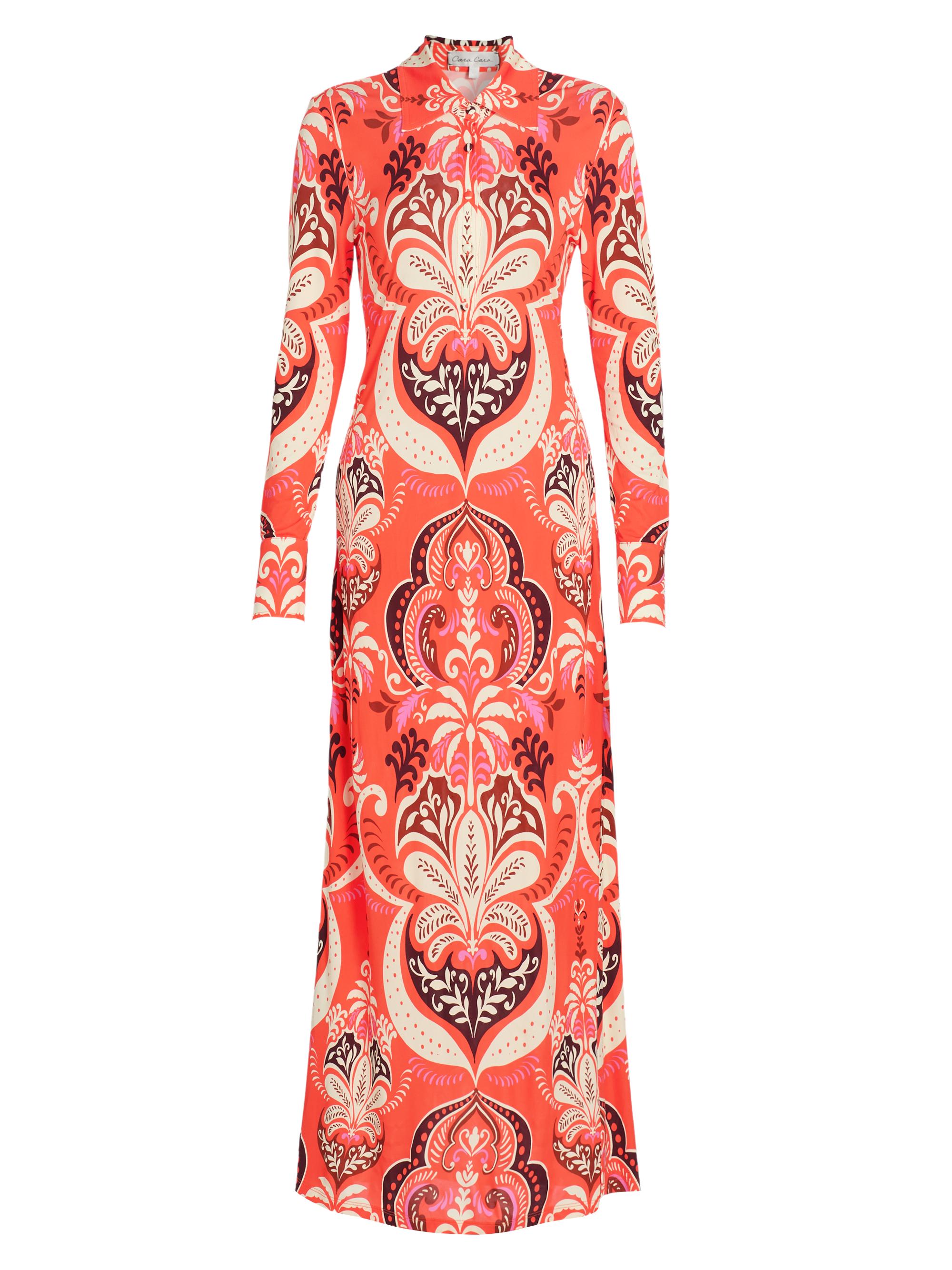 Cara Cara Women's Clarence Printed Maxi Shirtdress - Palm Pavillion Coral