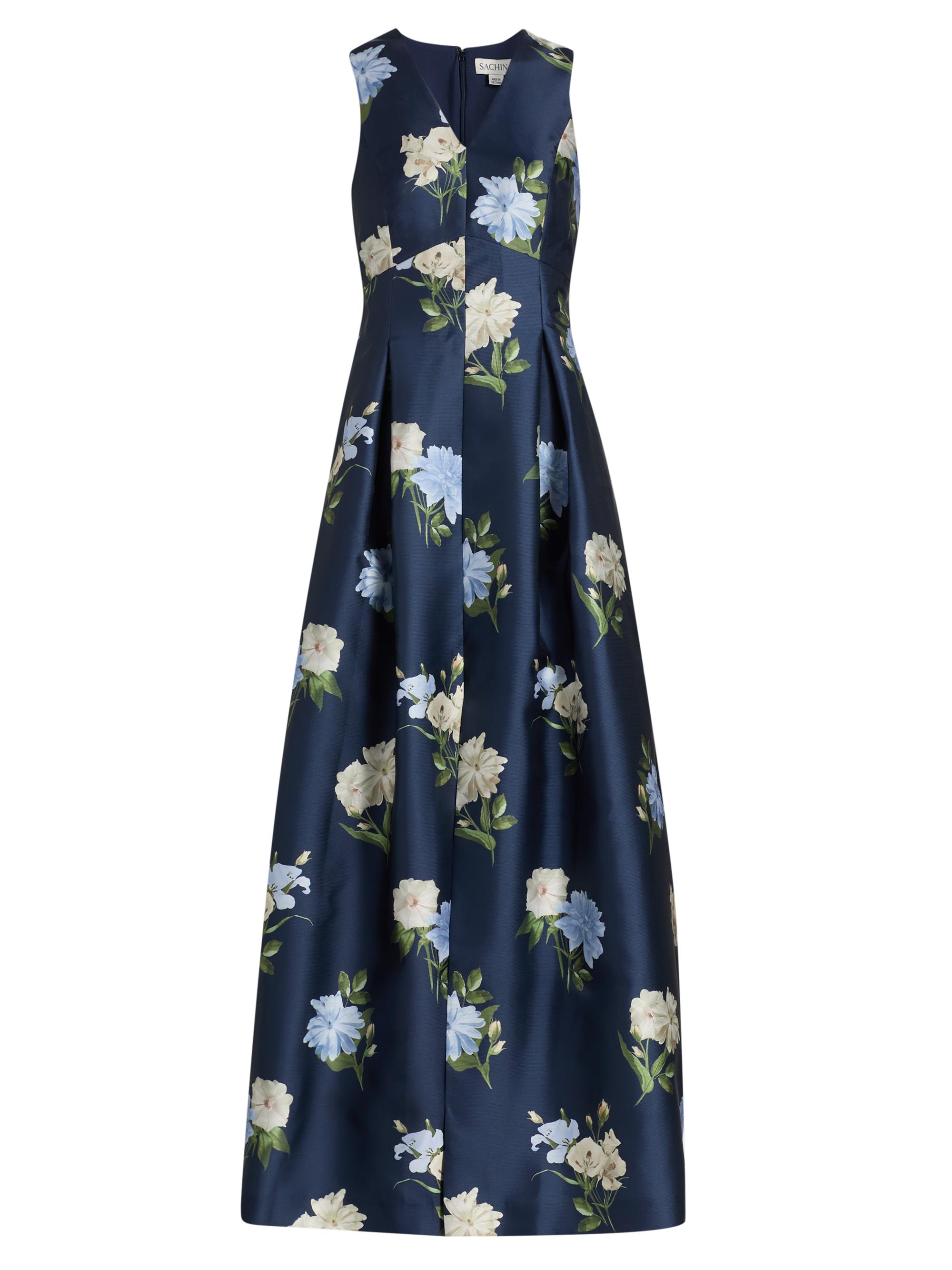 SACHIN BABI Women's Brooklynne Floral Mikado Gown - Maritime Corsage