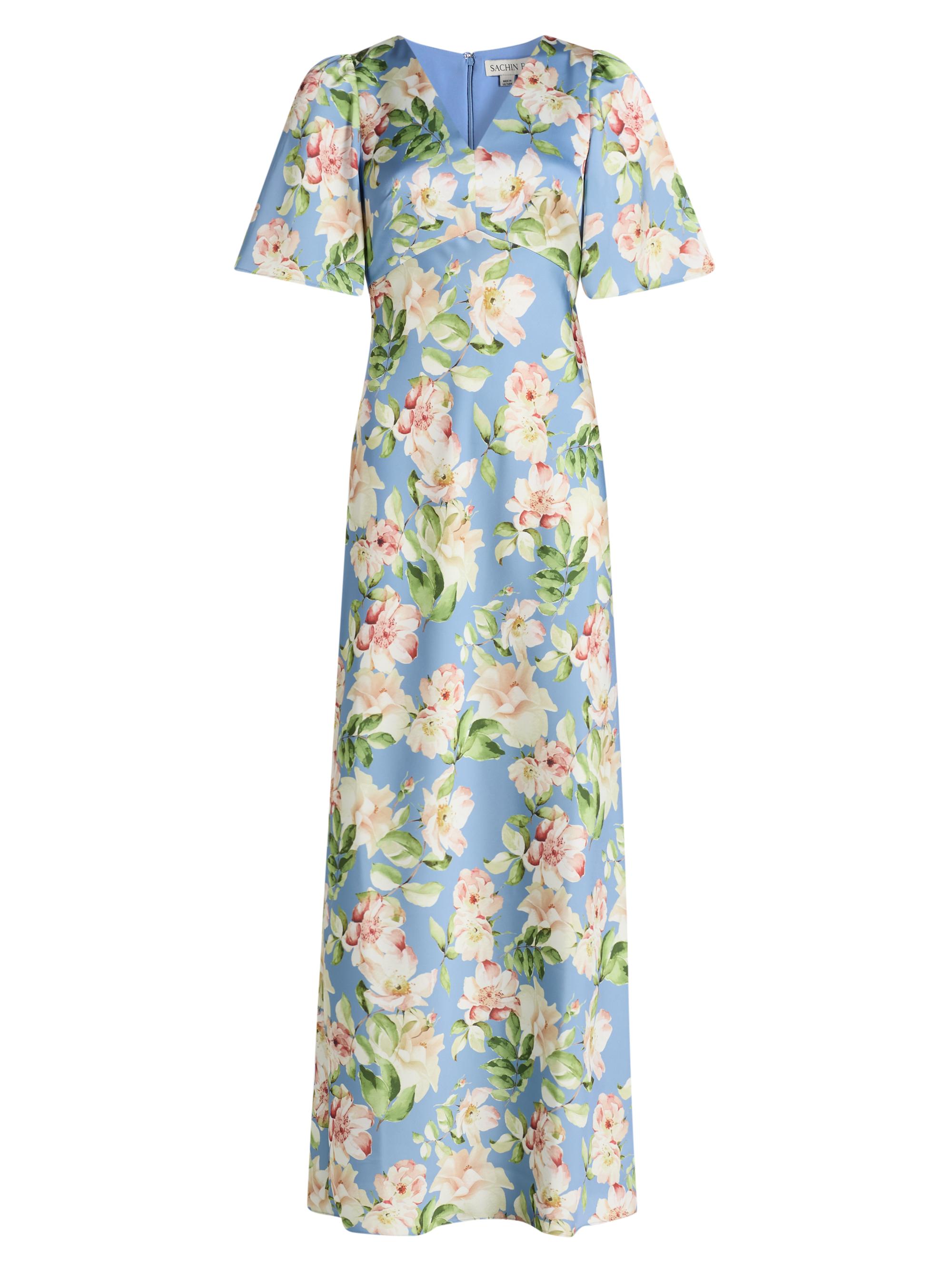 SACHIN BABI Women's Sabette Floral-Print Satin Maxi Dress - Twilight Camellias