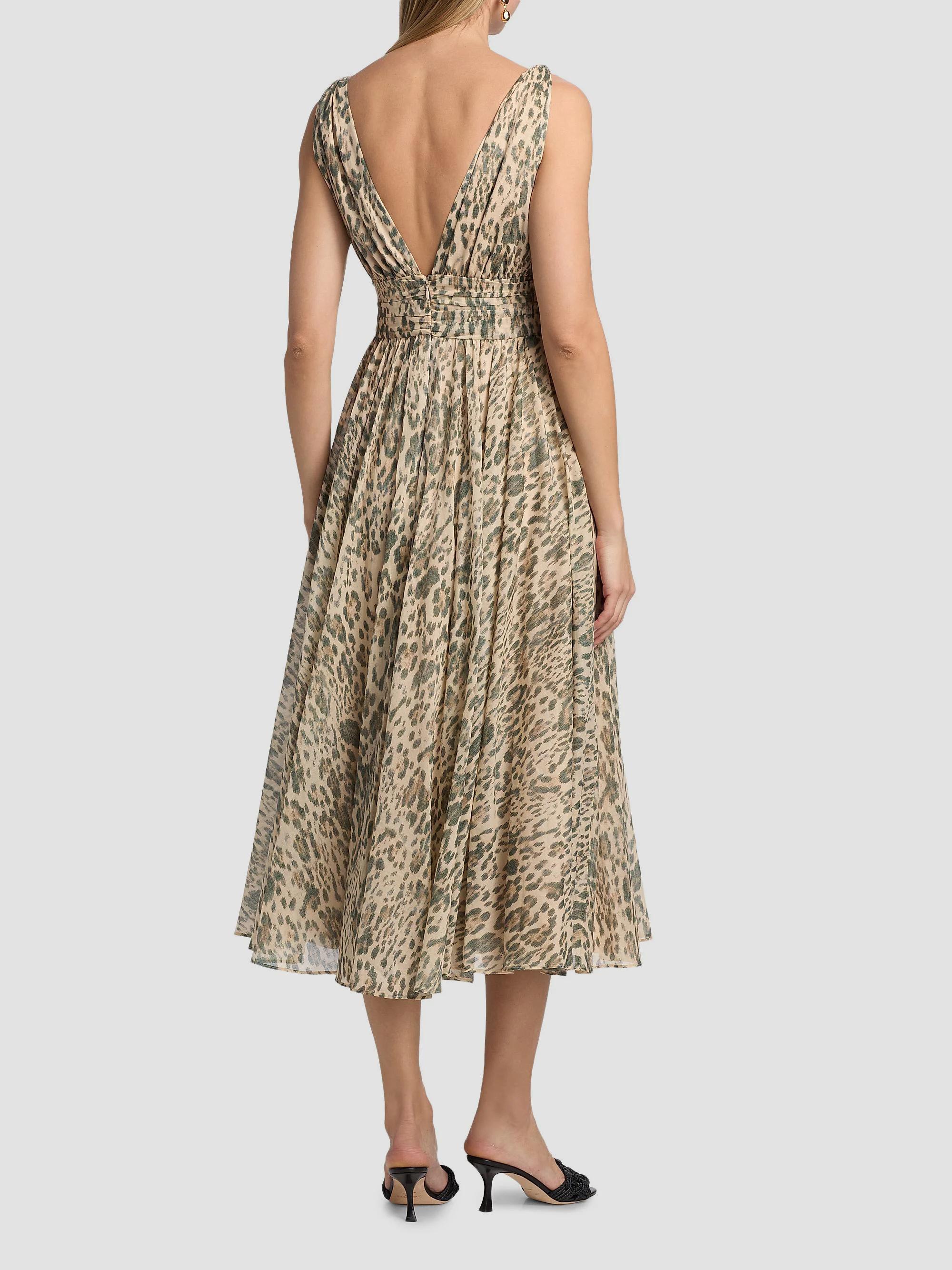 80s イタリア製 ungaro solo donna ギャザースカート Ungaro Jillian Leopard-Print Cotton Voile Midi-Dress | Saks Fifth
