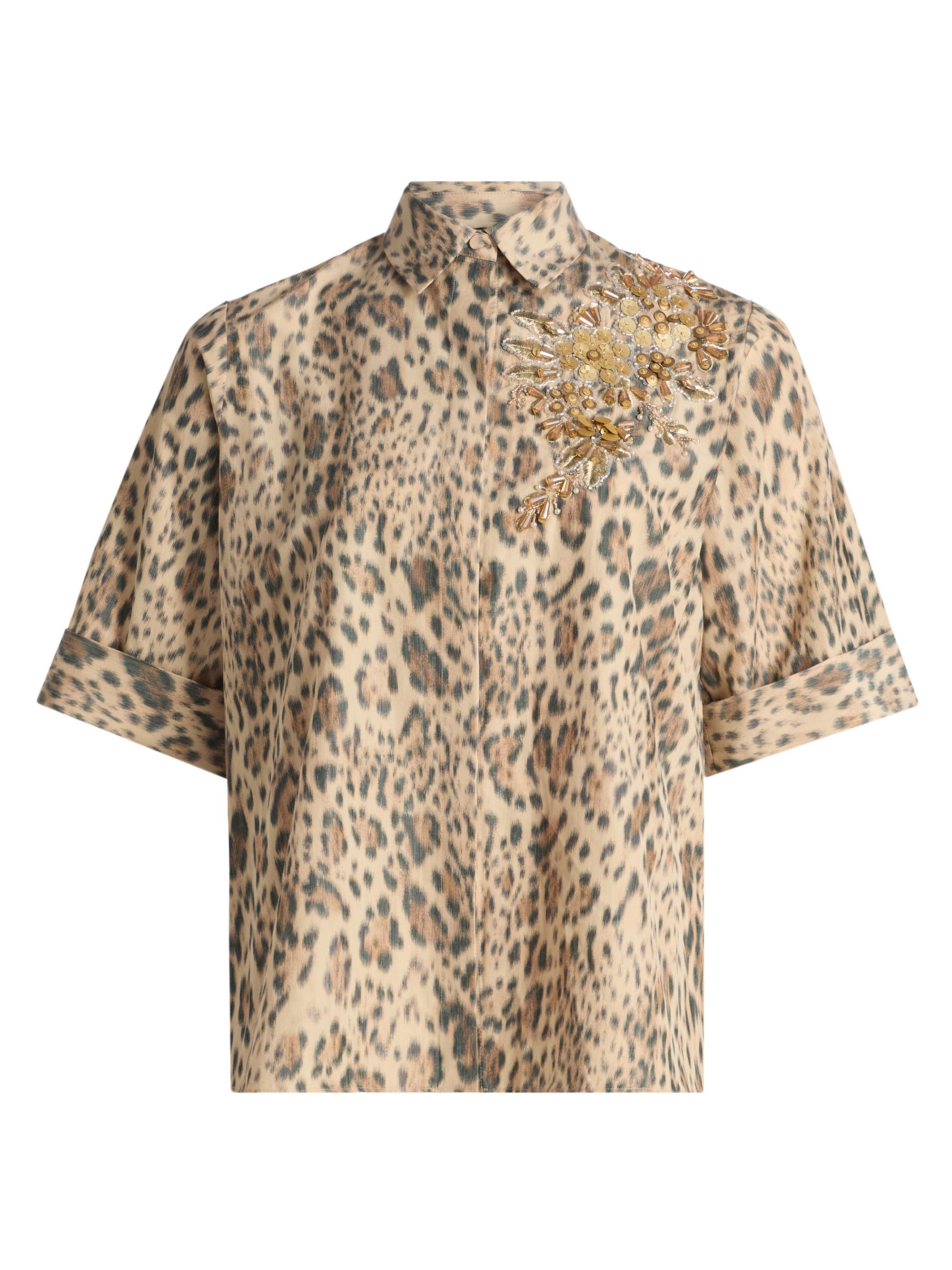 Ungaro Women's Aimee Embroidered Leopard-Print Blouse