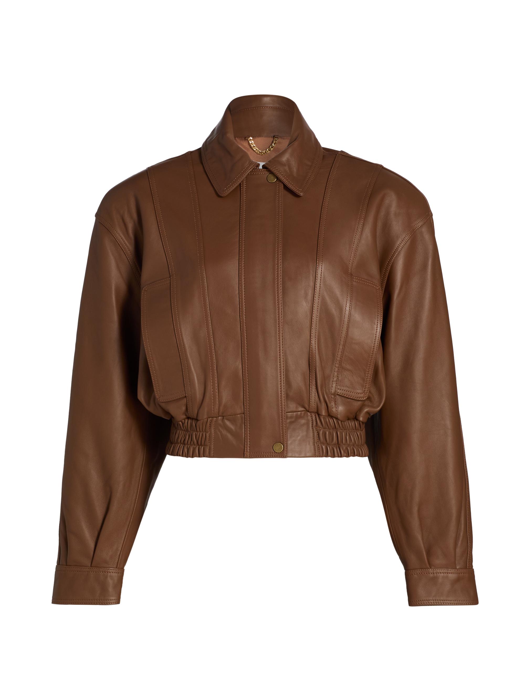 Ronny Kobo Women's Samson Leather Crop Jacket - Tobacco