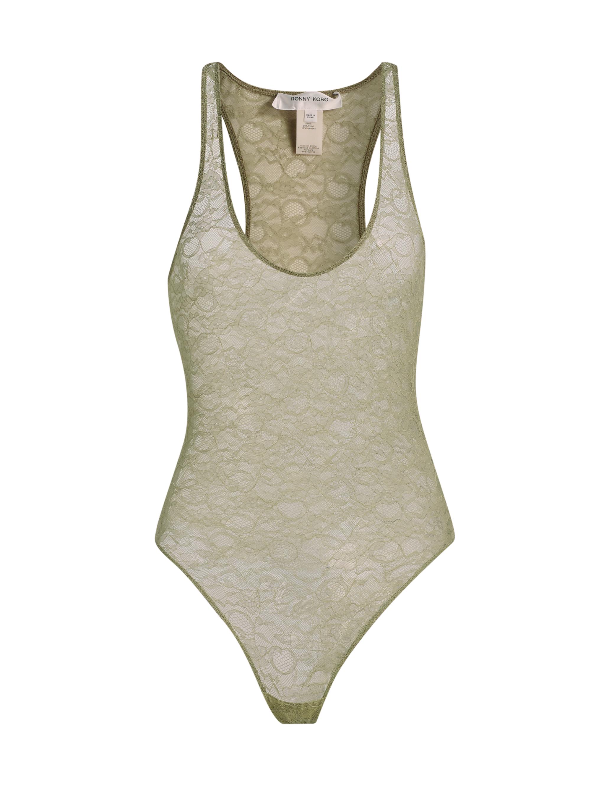 Ronny Kobo Women's Luchy Floral Lace Bodysuit - Tea