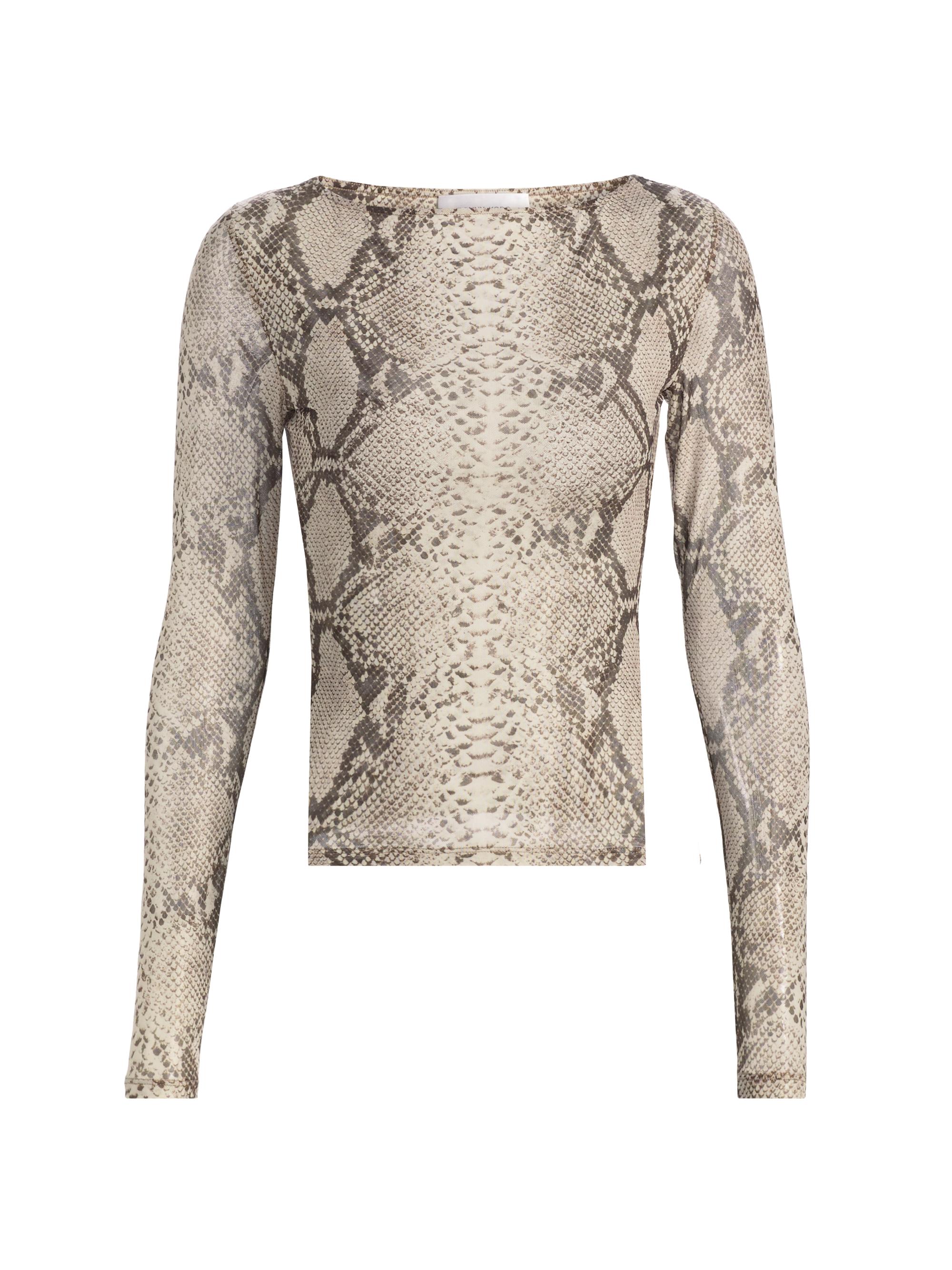 Ronny Kobo Women's Flume Snake-Print Long-Sleeve Top - Snake Print Natural Multi