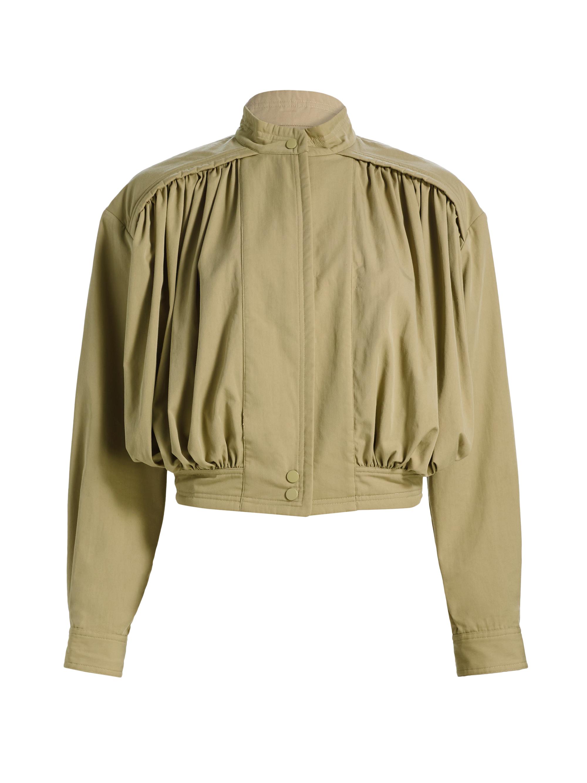 Ronny Kobo Women's Ariah Pleated Cotton-Blend Jacket - Vintage Green