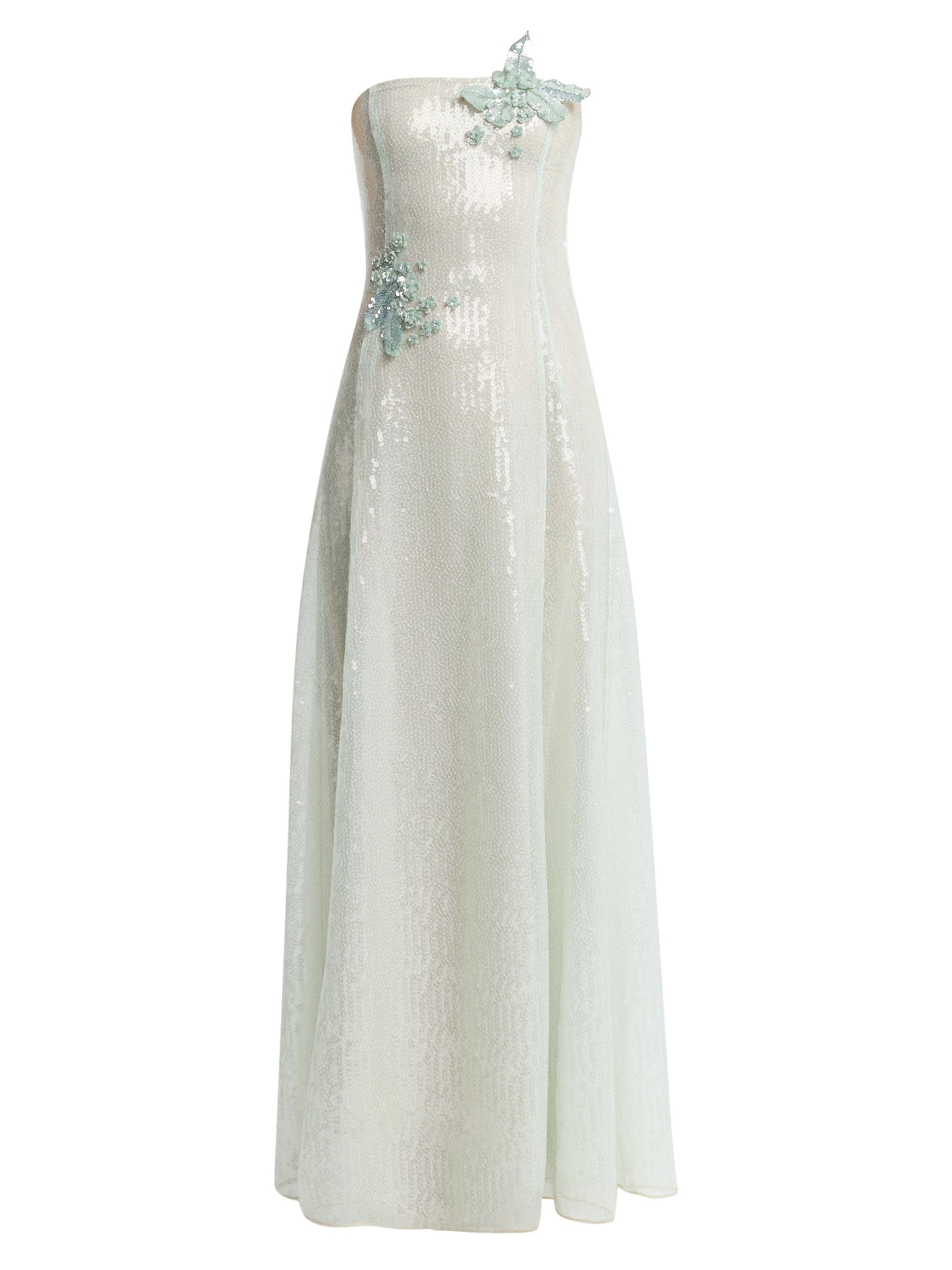 Oscar de la Renta Women's Appliqué Sequined Strapless Gown - Frosted Mint