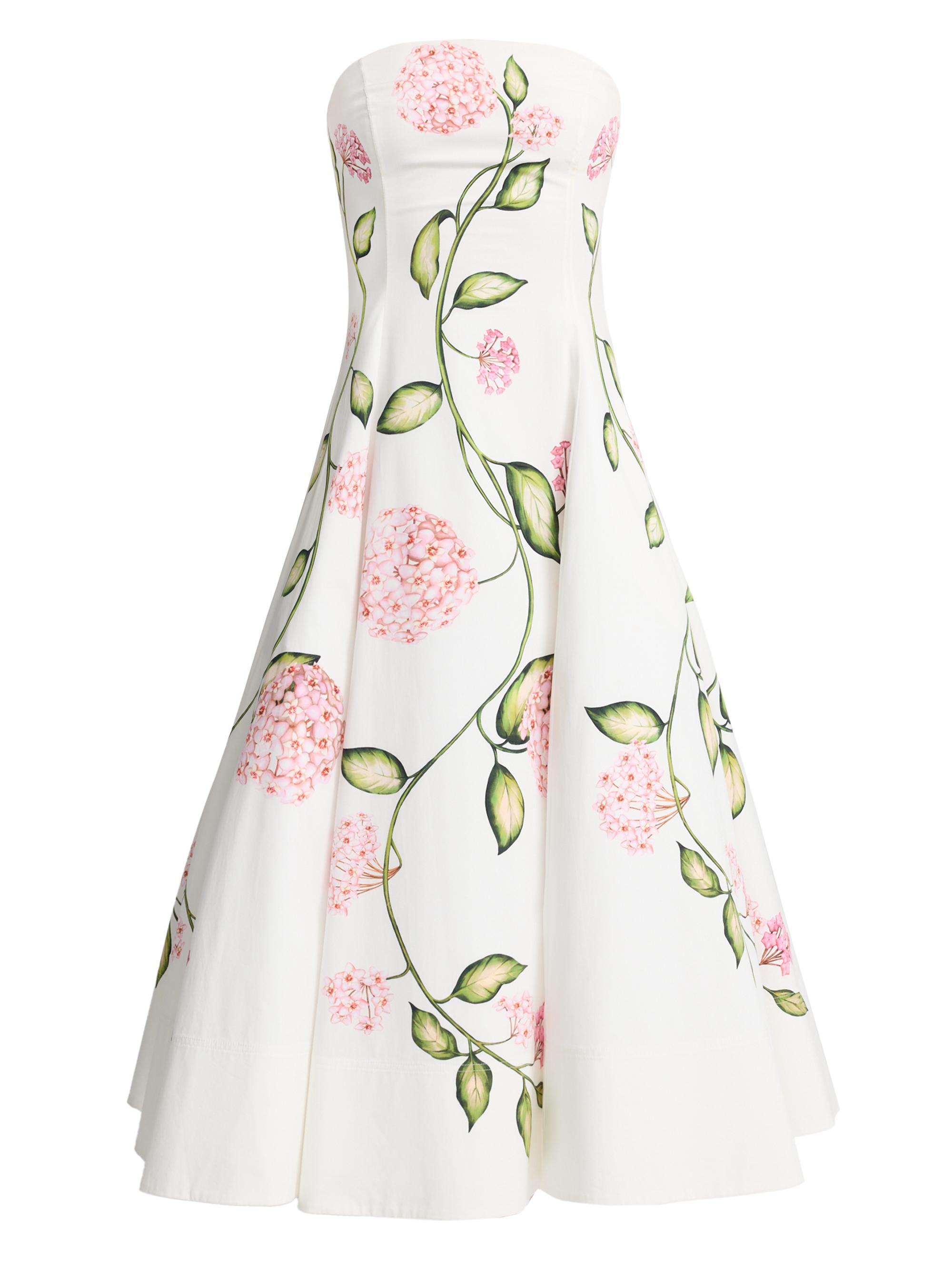 Oscar de la Renta Women's Porcelain Floral Strapless Cocktail Dress - Pink White