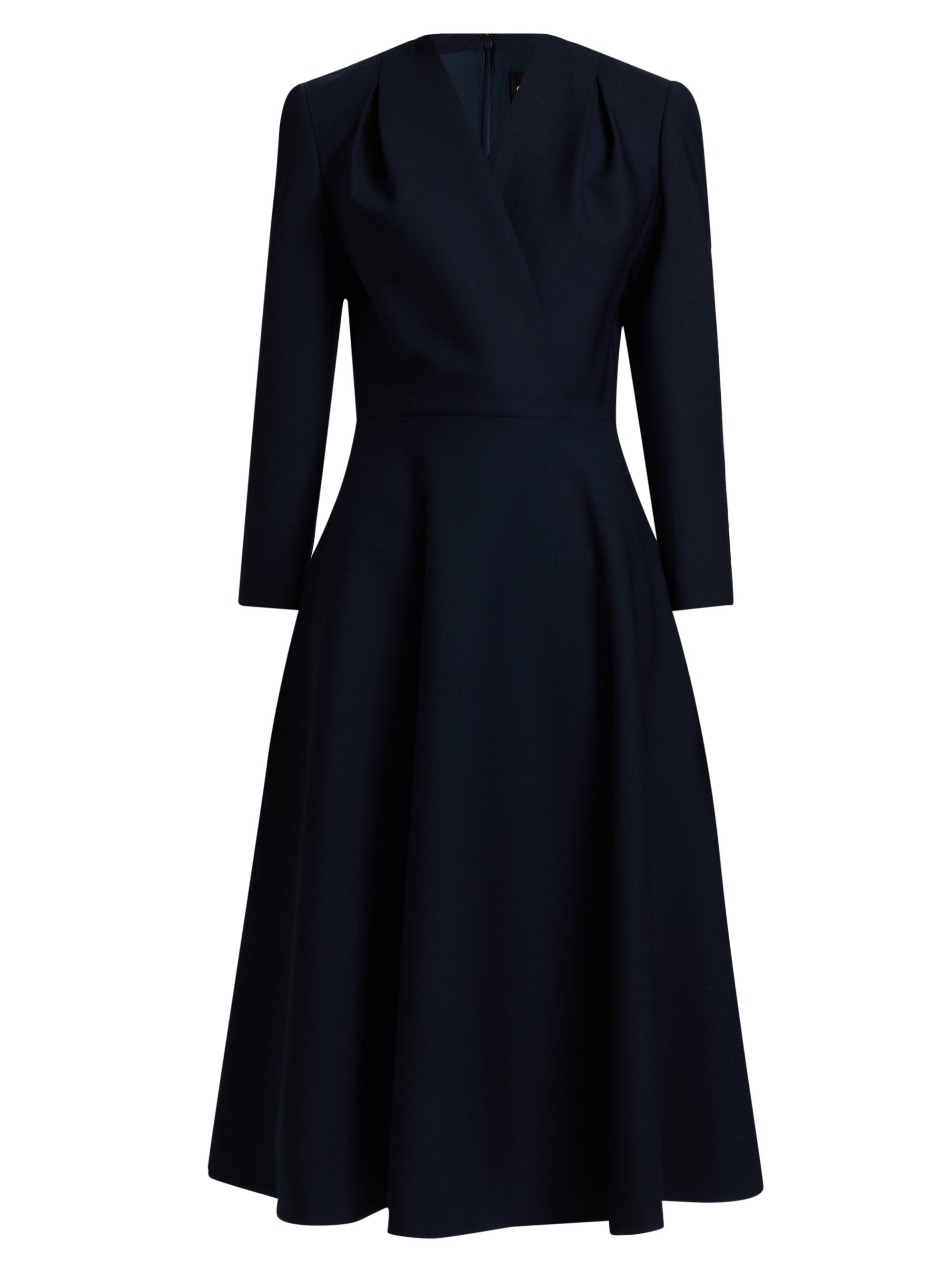 Oscar de la Renta Women's Long-Sleeve Wool Day Dress - Navy