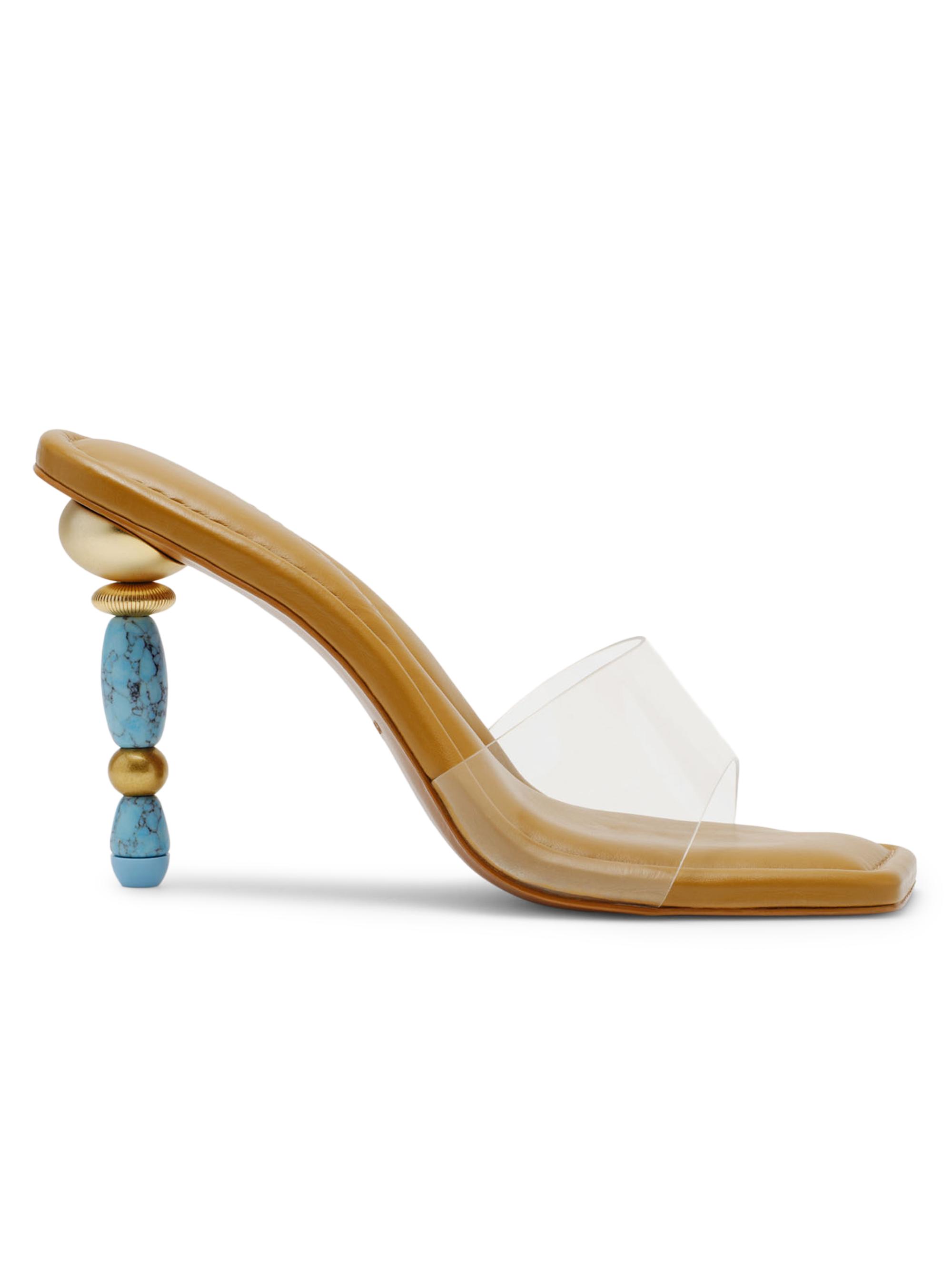 Cult Gaia Women's Mahina 100MM Beaded-Heel Sandals - Clear Ibiza Turquoise