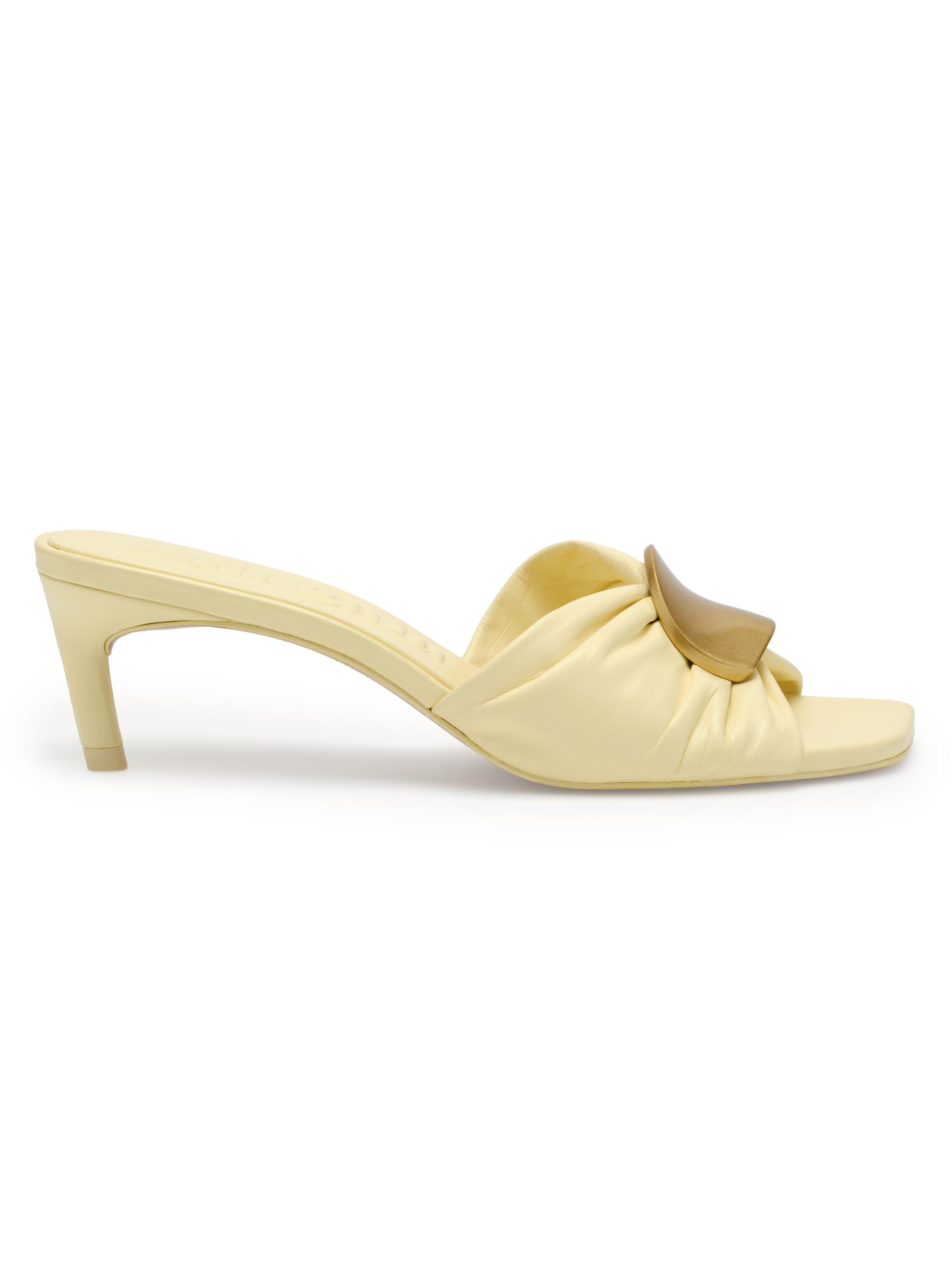 Cult Gaia Women's Amina 55MM Leather Kitten-Heel Sandals - Buttercream
